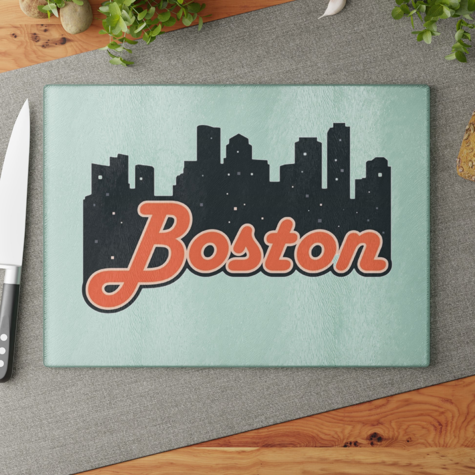 Boston Skyline Glass Cutting Board, Kitchen Decor, Gourmet Gift, Home Gift, Housewarming Present, Cooking Enthusiasts