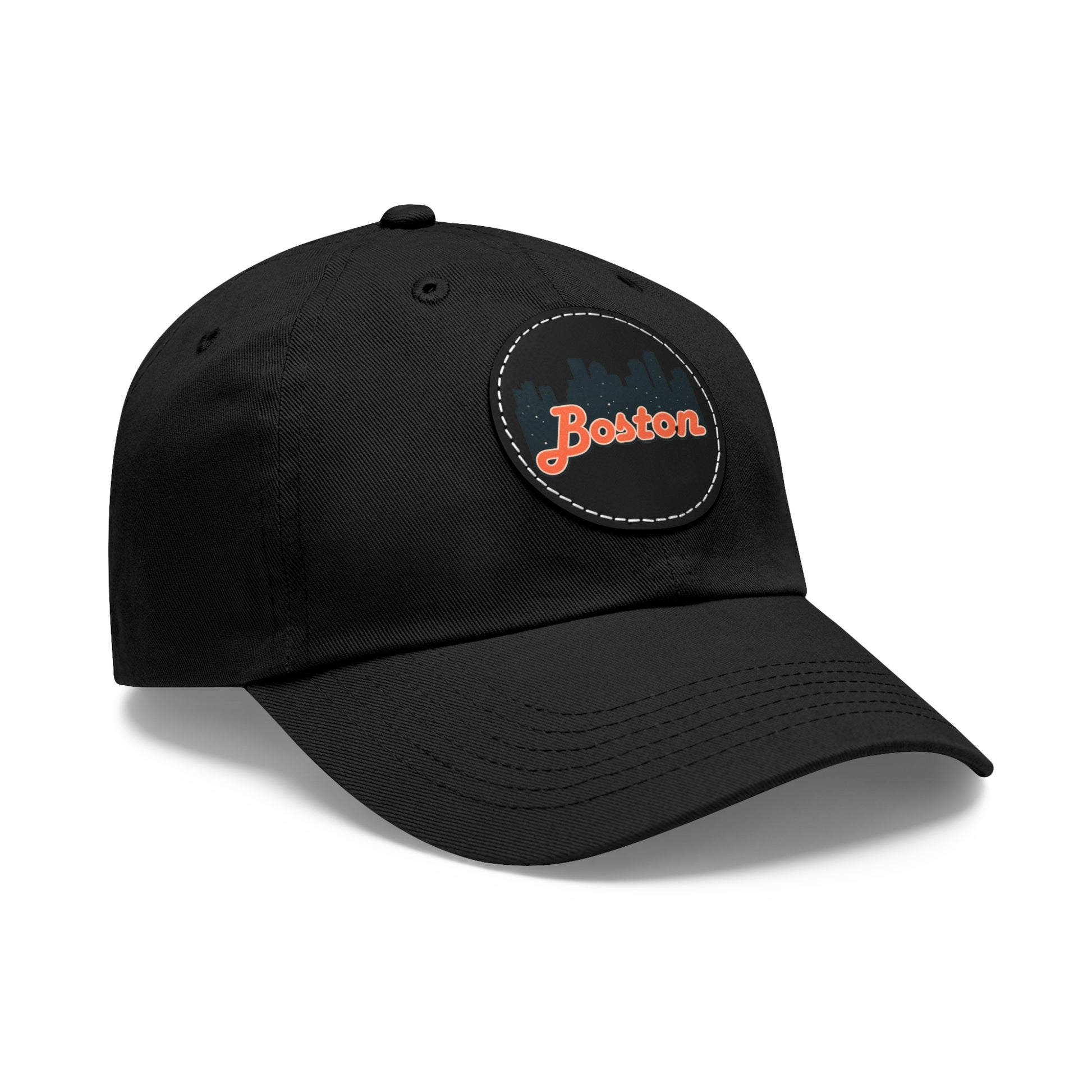Boston Leather Patch Dad Hat, Casual Cap for Gifting, Outdoor Events, Father's Day Gift, Trendy Accessories for Men