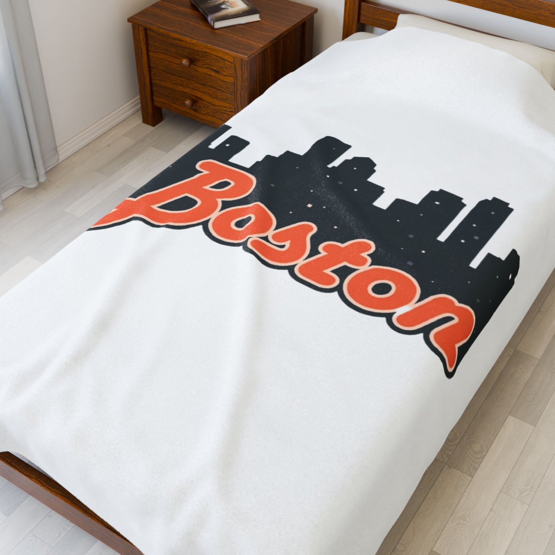 Cozy Boston Velveteen Plush Blanket | Personalized Gift, Home Decor, Soft Throw, Boston Souvenir, Travel Companion