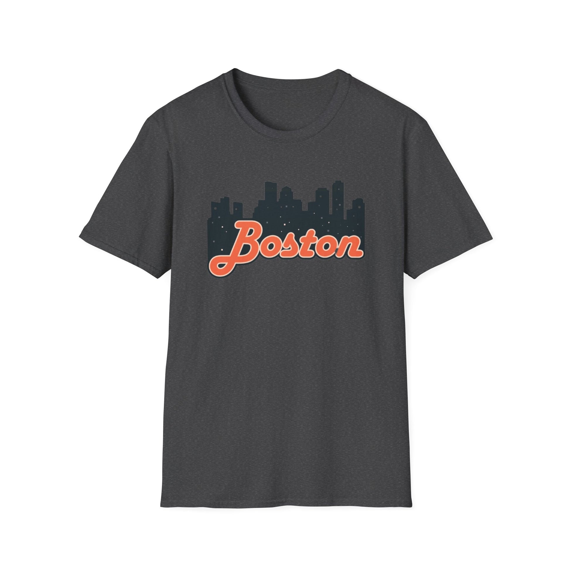 Boston Skyline Unisex Softstyle T-Shirt, City Tee, Gift for Travelers, Summer Casual Wear, Urban Style Shirt, Boston Pride