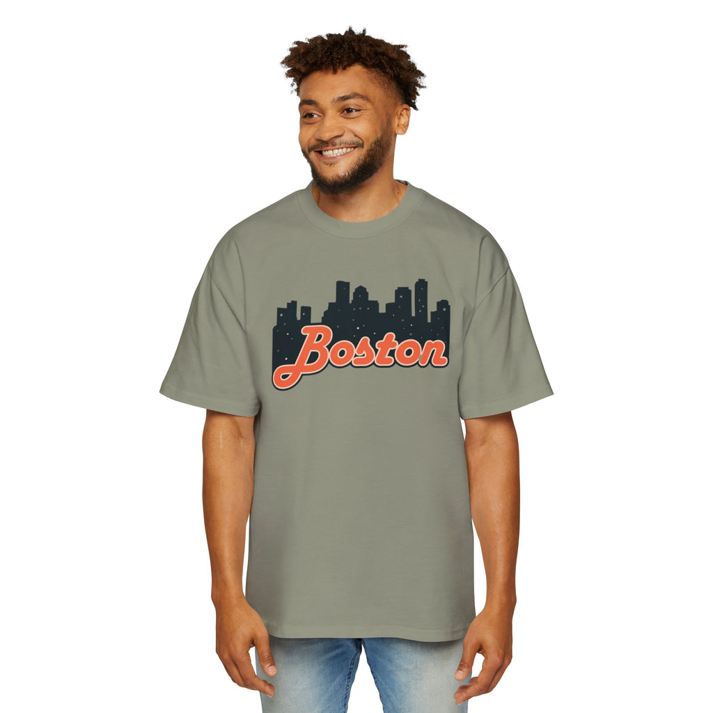 Boston Skyline Oversized Tee - Casual Streetwear for Men, Perfect Gift for Boston Lovers, Summer Style, Travel T-Shirt