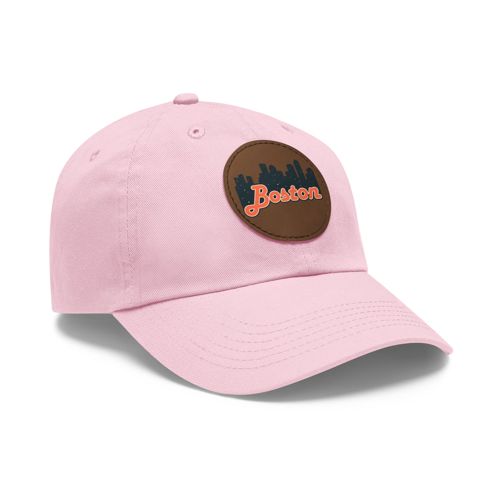 Boston Leather Patch Dad Hat, Casual Cap for Gifting, Outdoor Events, Father's Day Gift, Trendy Accessories for Men
