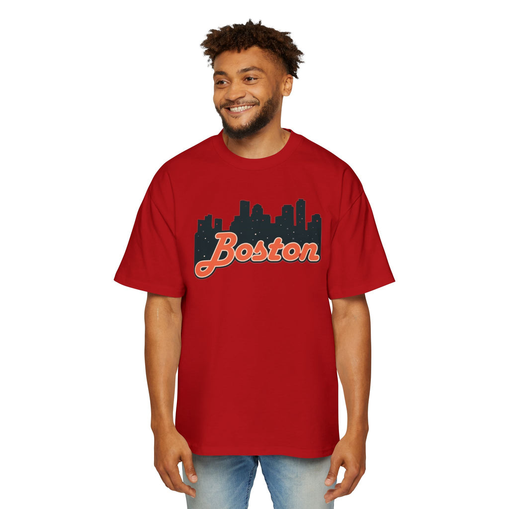Boston Skyline Oversized Tee - Casual Streetwear for Men, Perfect Gift for Boston Lovers, Summer Style, Travel T-Shirt
