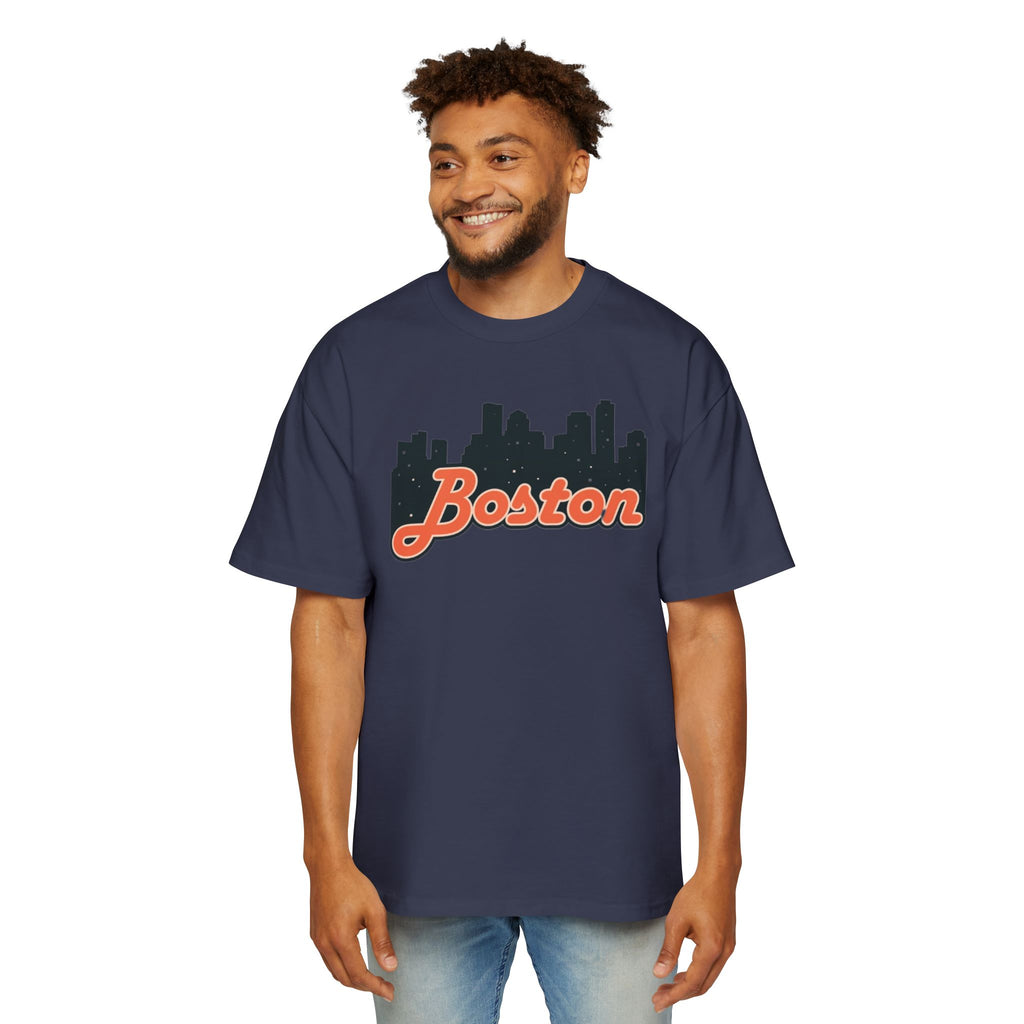Boston Skyline Oversized Tee - Casual Streetwear for Men, Perfect Gift for Boston Lovers, Summer Style, Travel T-Shirt