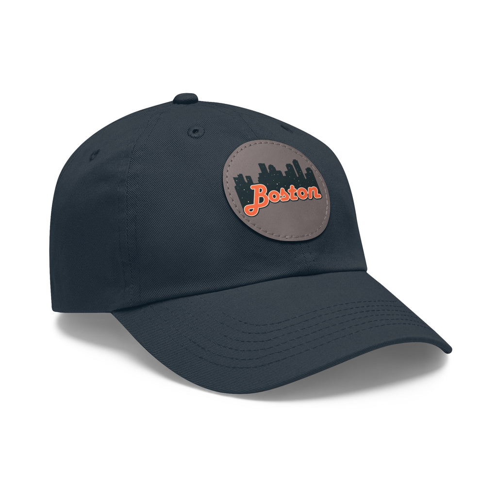 Boston Leather Patch Dad Hat, Casual Cap for Gifting, Outdoor Events, Father's Day Gift, Trendy Accessories for Men