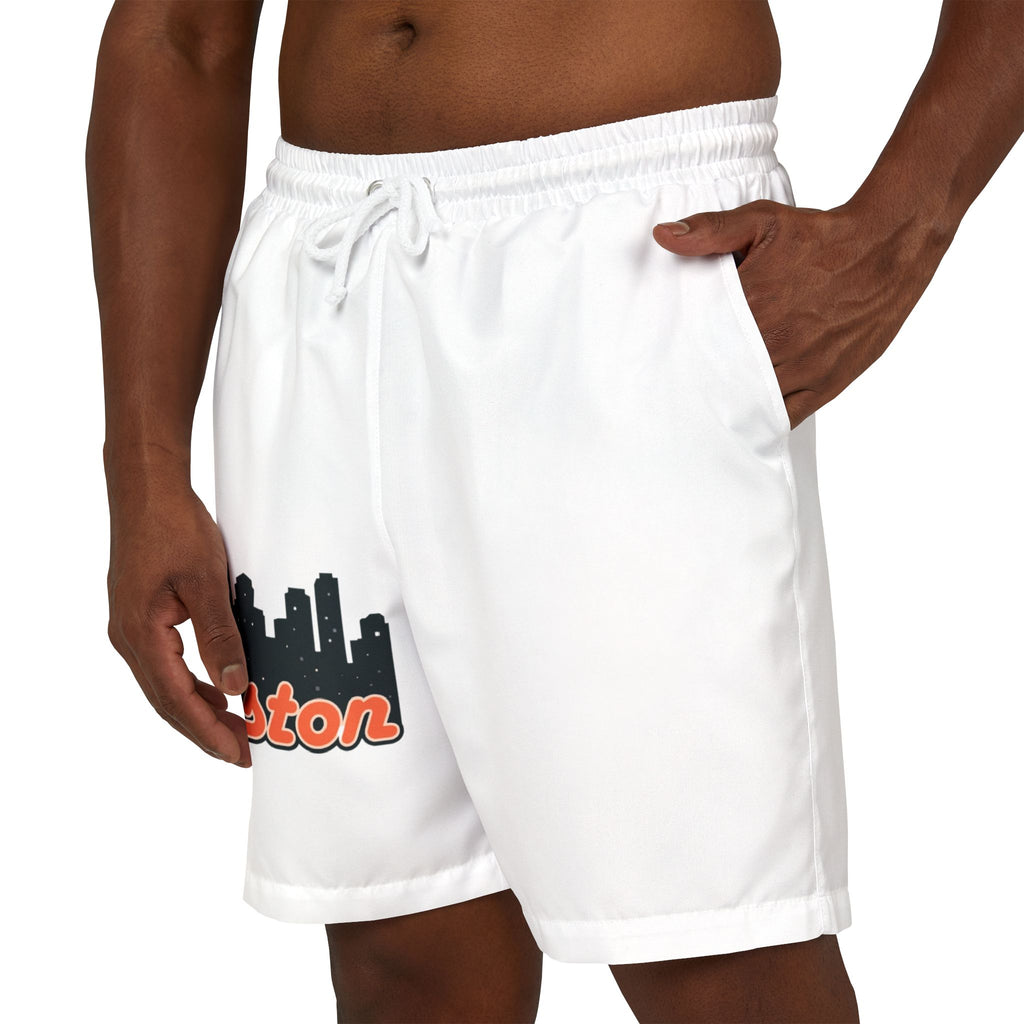 Boston Skyline Unisex Swim Shorts, Beachwear, Summer Swim Trunks, Casual Swimwear, Vacation Essentials, Gift for Him/Her