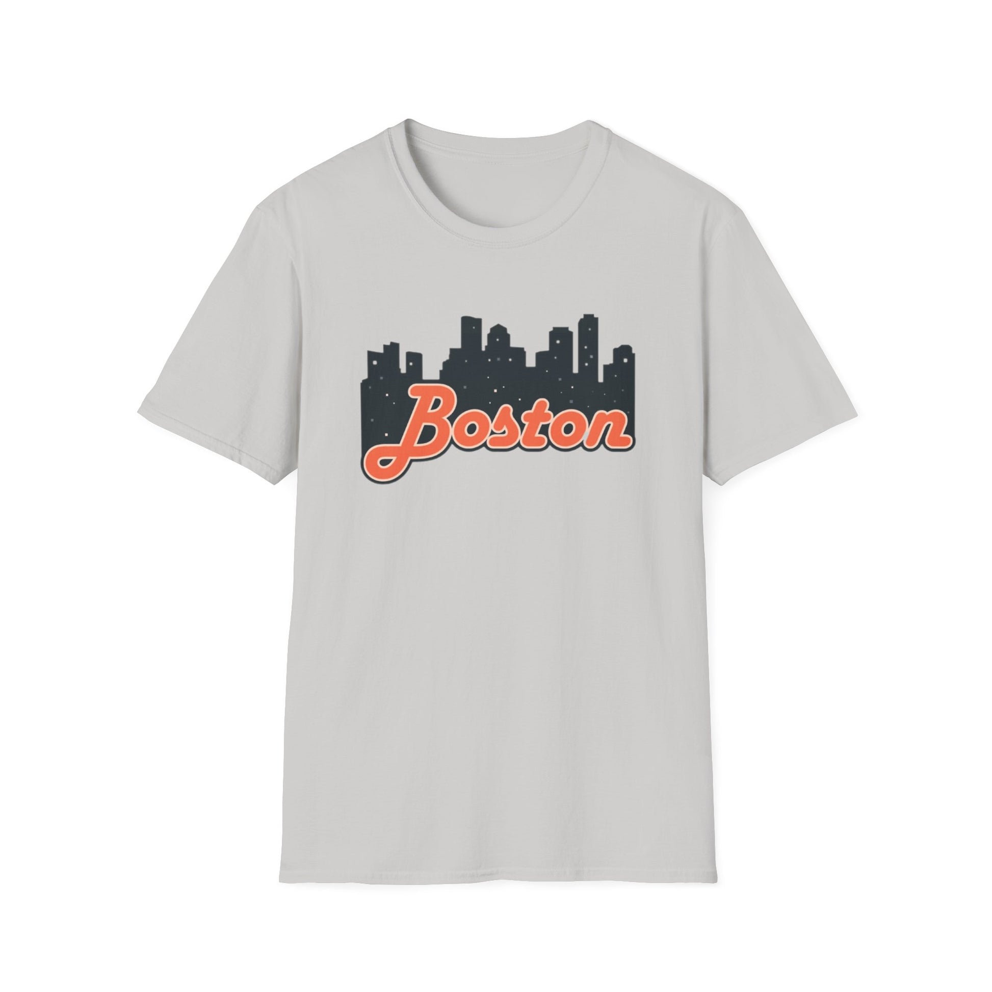 Boston Skyline Unisex Softstyle T-Shirt, City Tee, Gift for Travelers, Summer Casual Wear, Urban Style Shirt, Boston Pride