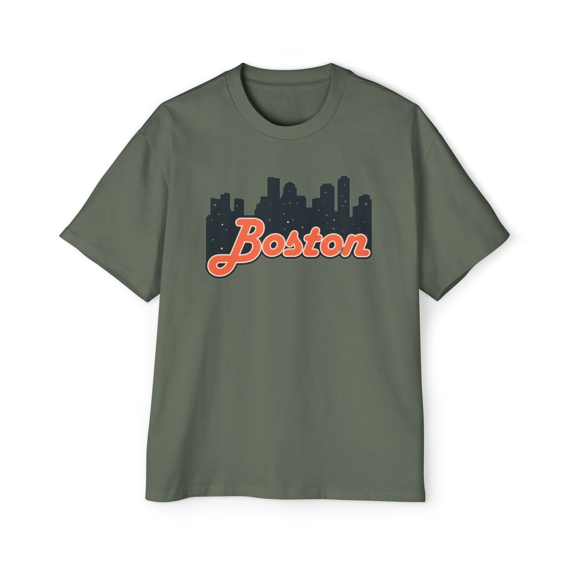 Boston Skyline Oversized Tee - Casual Streetwear for Men, Perfect Gift for Boston Lovers, Summer Style, Travel T-Shirt