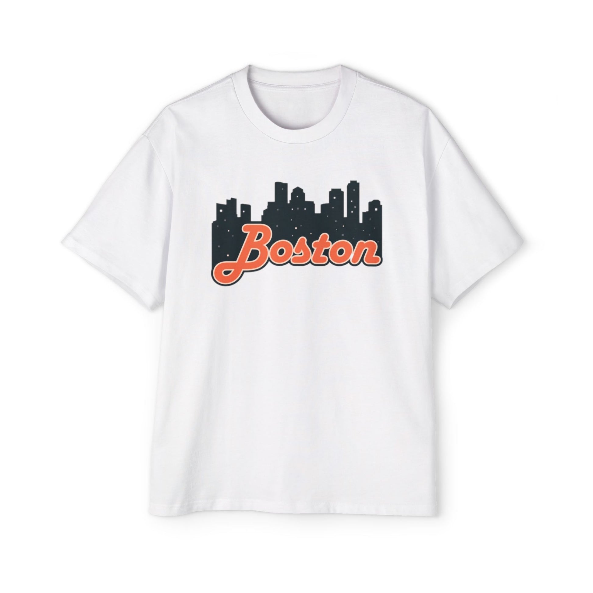 Boston Skyline Oversized Tee - Casual Streetwear for Men, Perfect Gift for Boston Lovers, Summer Style, Travel T-Shirt