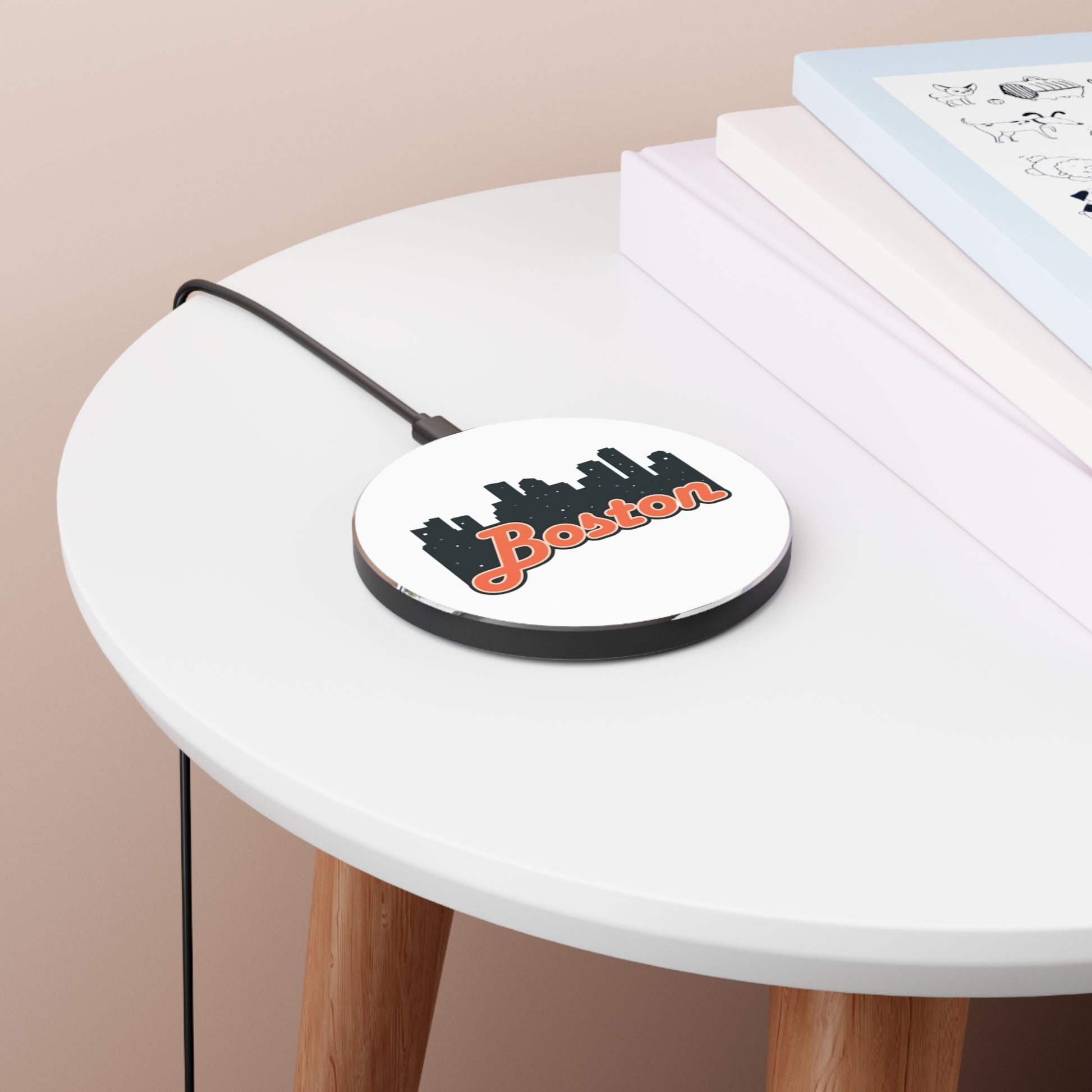 Boston Skyline Wireless Charger - Fast Charging Pad, Tech Gift, City Lover, Modern Décor, Travel Accessories
