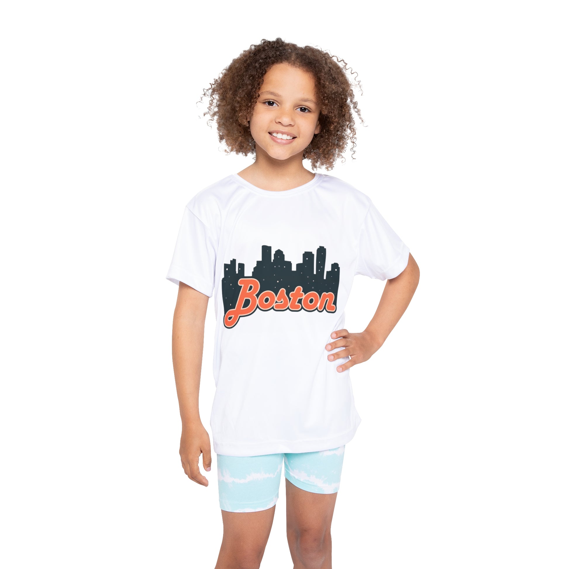 Boston Kids Sports Jersey - Youth Athletic Tee, Youth Sportswear, Boston Skyline Shirt, Boys Gym Shirt, Birthday Gift for Kids