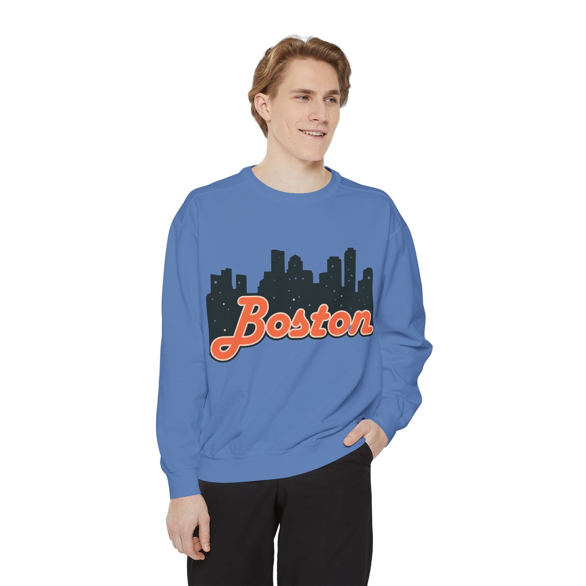 Boston City Skyline Unisex Sweatshirt, Cozy Streetwear, Perfect for Fall Outfits, Gift for Boston Lovers, Travel Apparel
