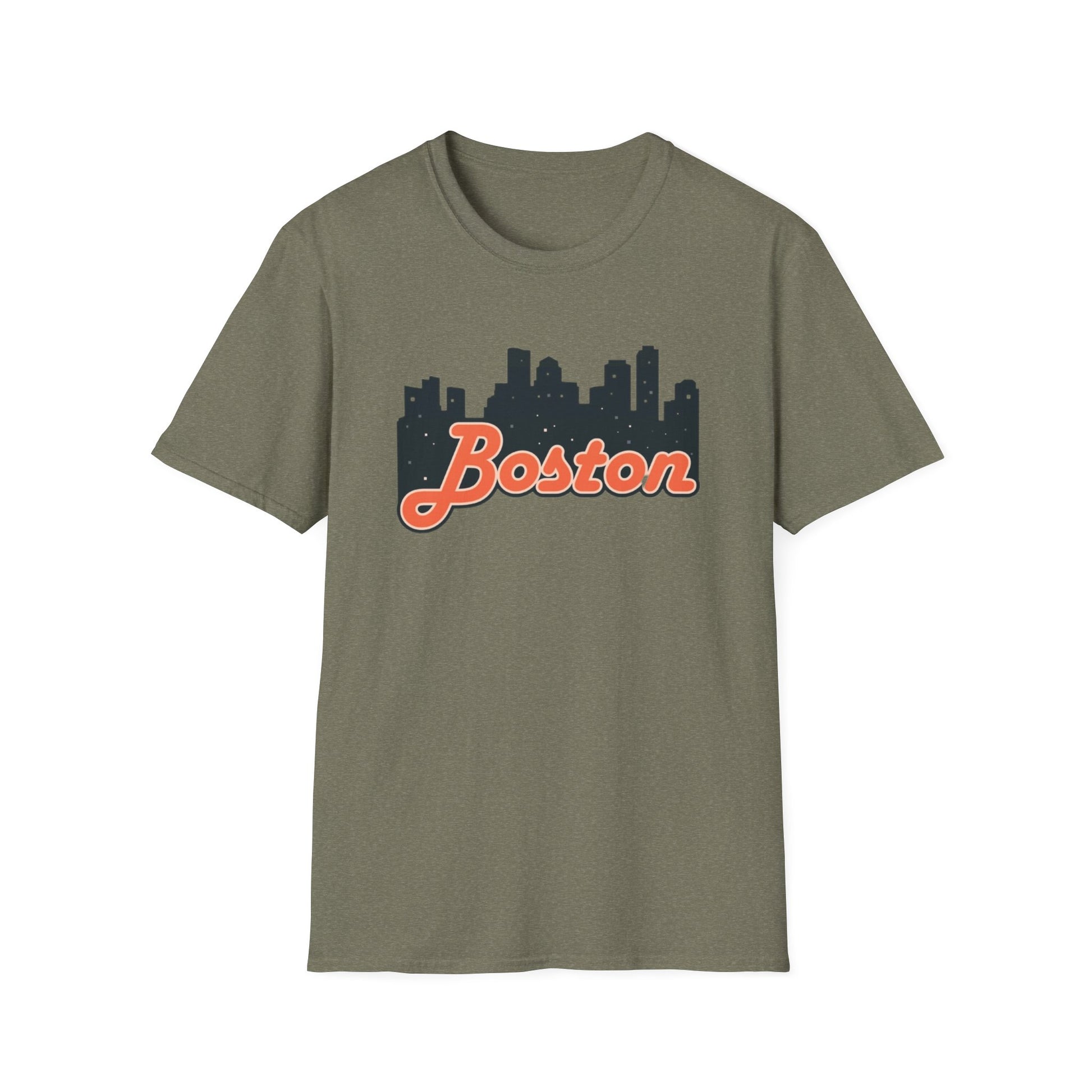 Boston Skyline Unisex Softstyle T-Shirt, City Tee, Gift for Travelers, Summer Casual Wear, Urban Style Shirt, Boston Pride