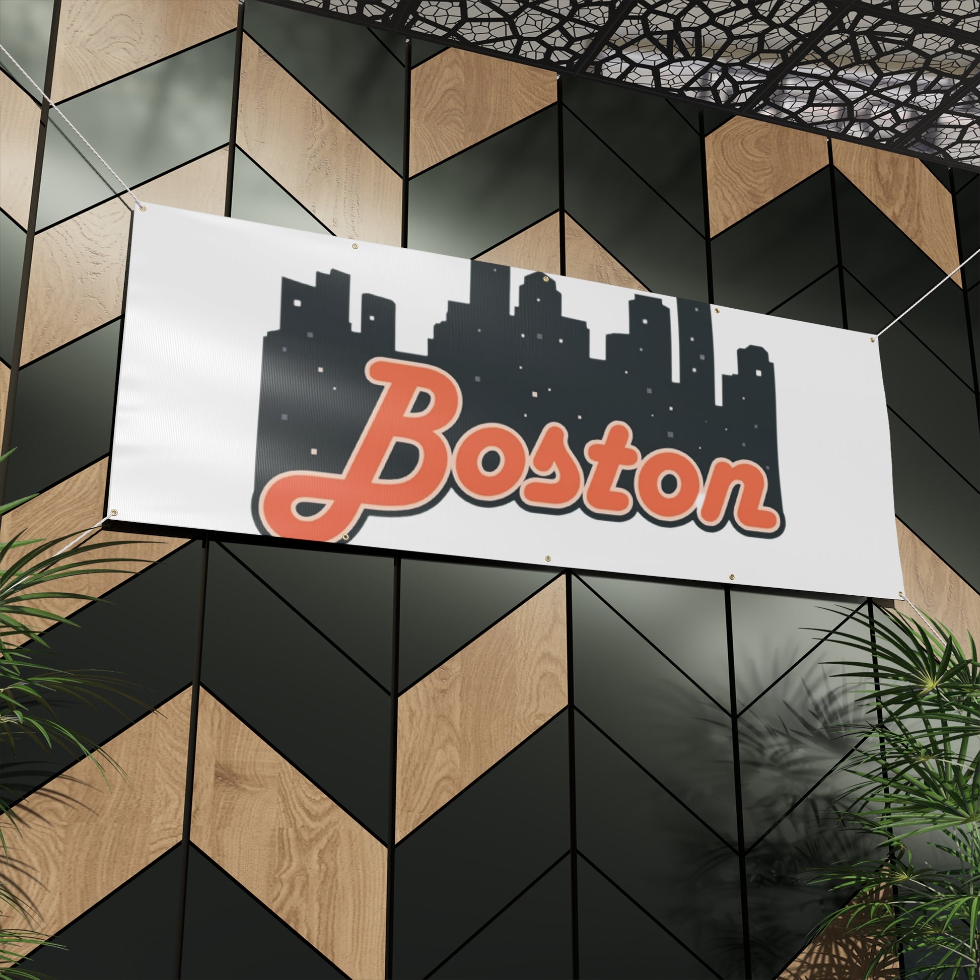 Boston City Skyline Matte Banner, Personalized Wall Decor, Outdoor Party Sign, Event Decoration, Sports Theme, Gift for Boston Fans