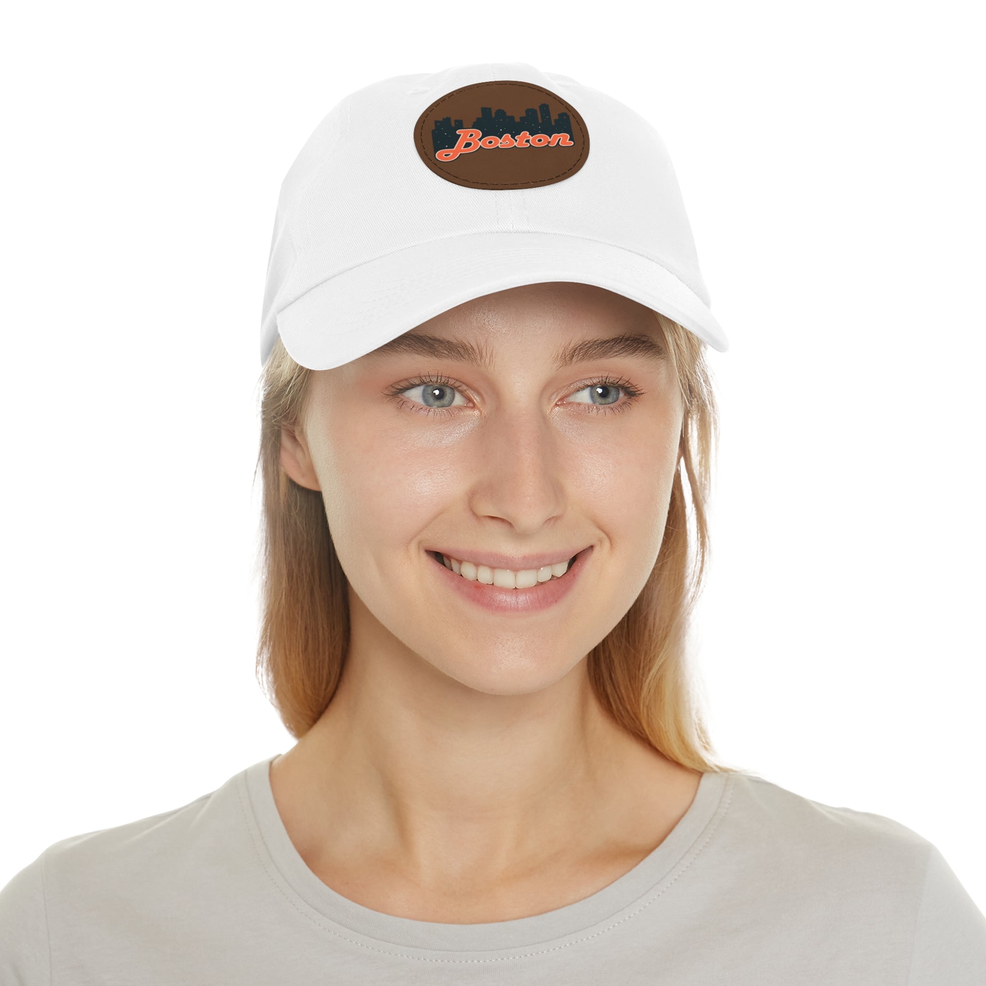 Boston Leather Patch Dad Hat, Casual Cap for Gifting, Outdoor Events, Father's Day Gift, Trendy Accessories for Men