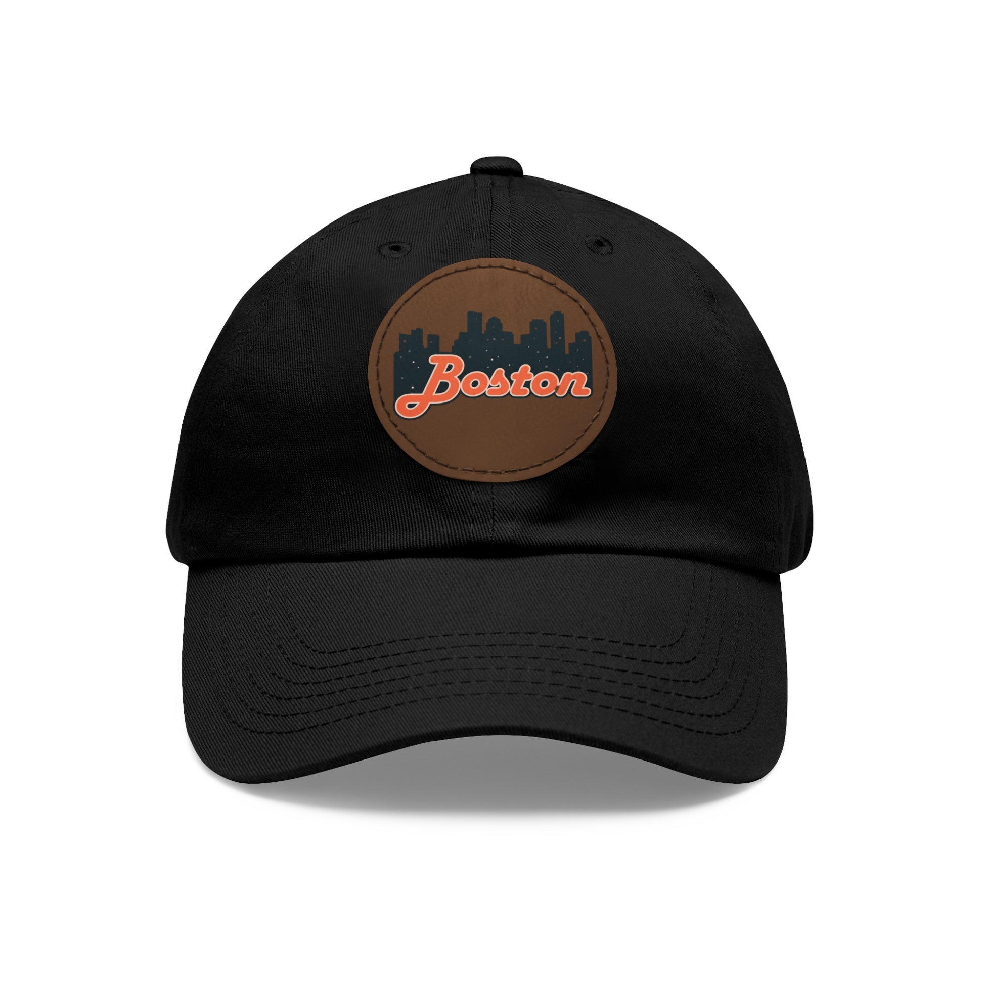 Boston Leather Patch Dad Hat, Casual Cap for Gifting, Outdoor Events, Father's Day Gift, Trendy Accessories for Men