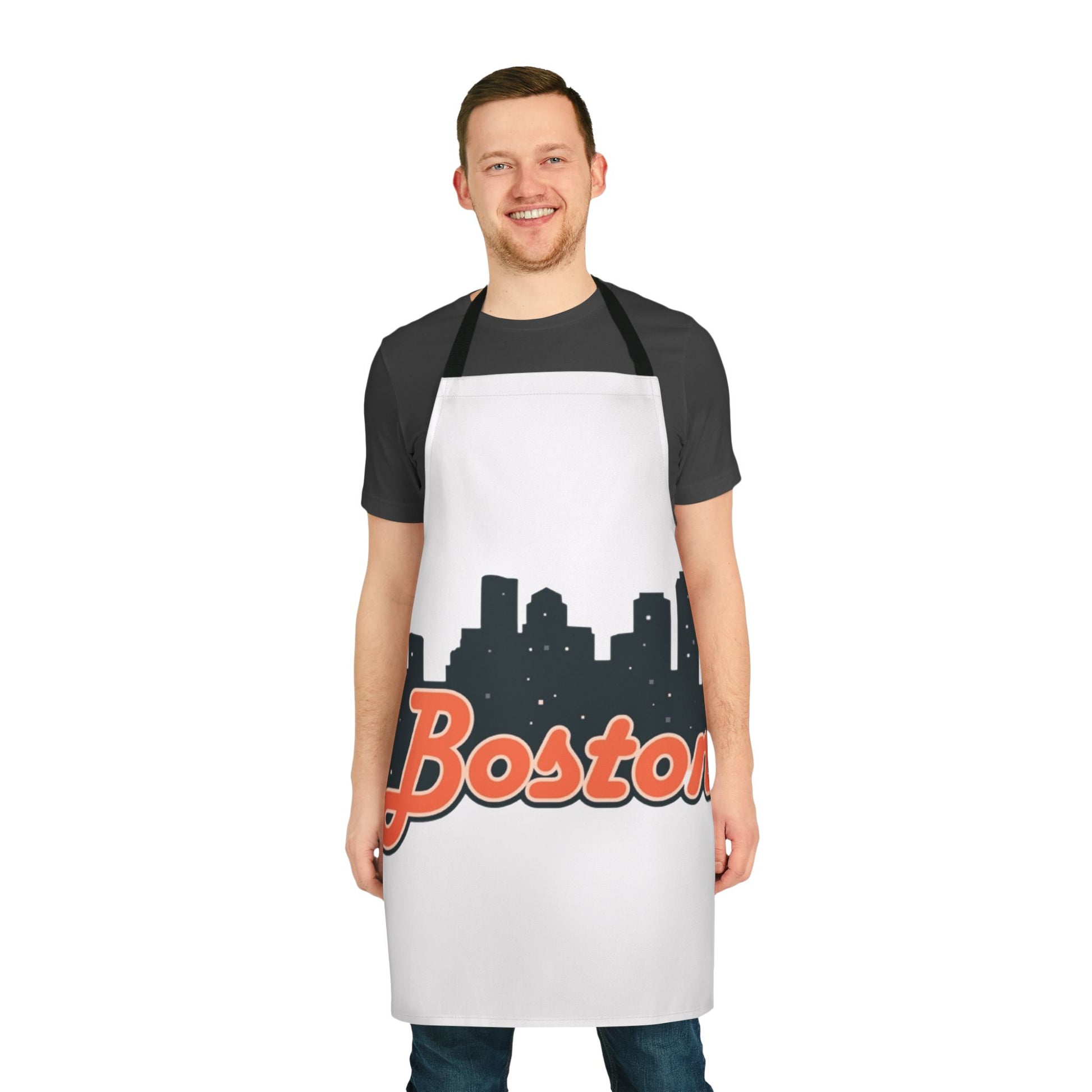 Boston Skyline Apron with Colorful Straps | Perfect Gift for Chefs, Cooking Enthusiasts, Food Lovers, Housewarming, Birthdays