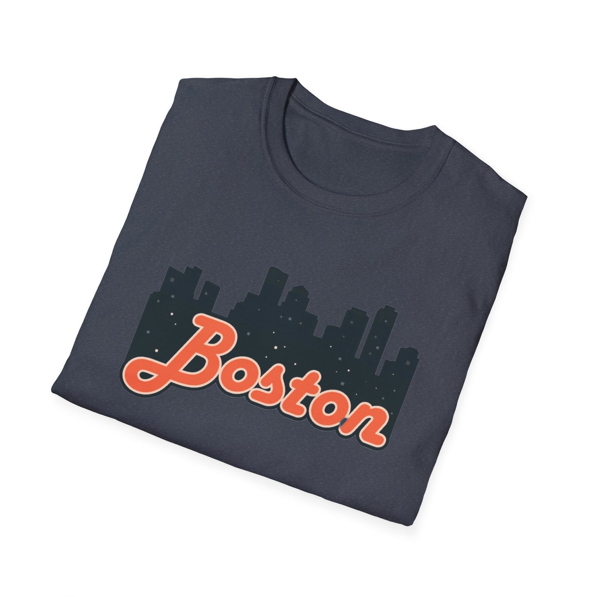Boston Skyline Unisex Softstyle T-Shirt, City Tee, Gift for Travelers, Summer Casual Wear, Urban Style Shirt, Boston Pride
