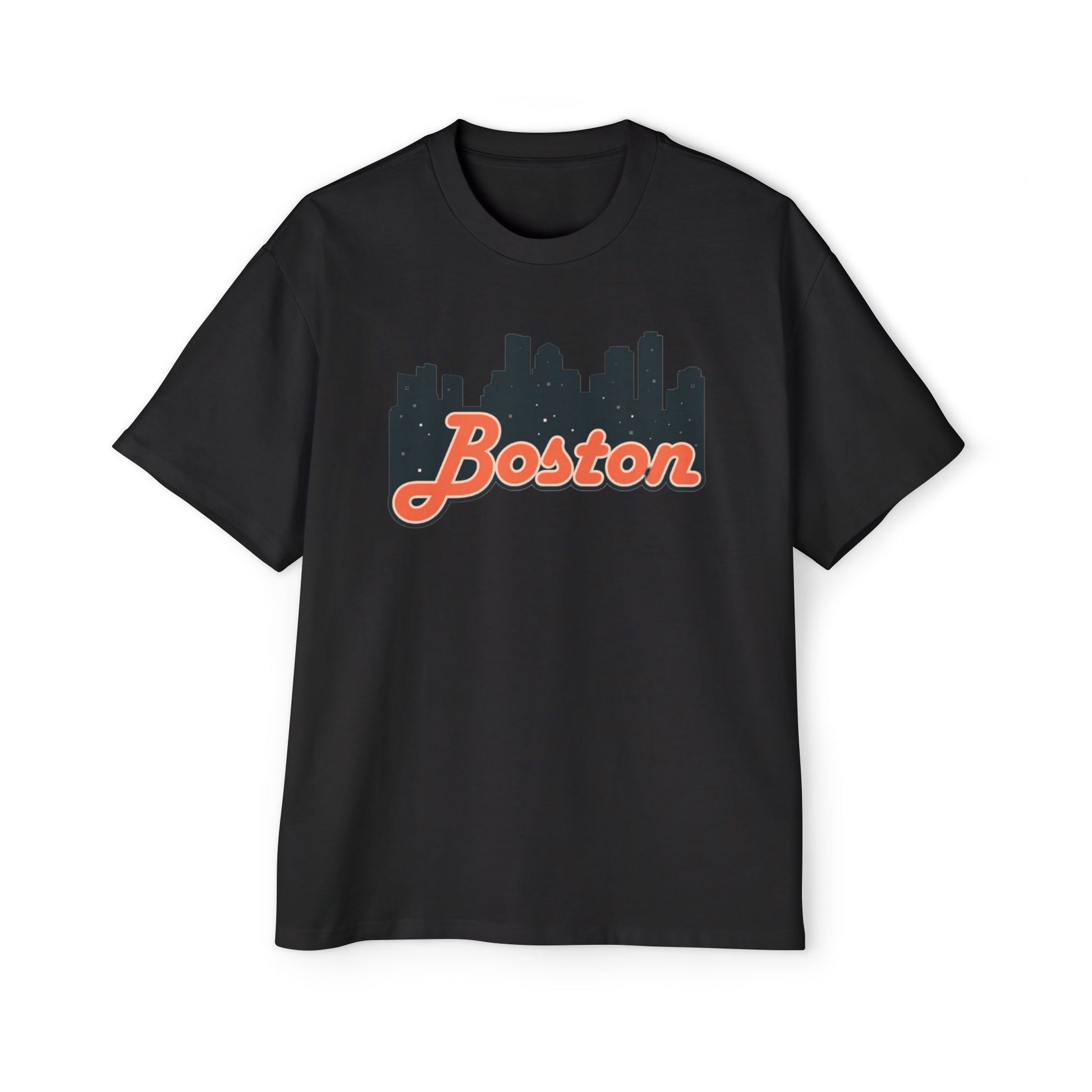 Boston Skyline Oversized Tee - Casual Streetwear for Men, Perfect Gift for Boston Lovers, Summer Style, Travel T-Shirt