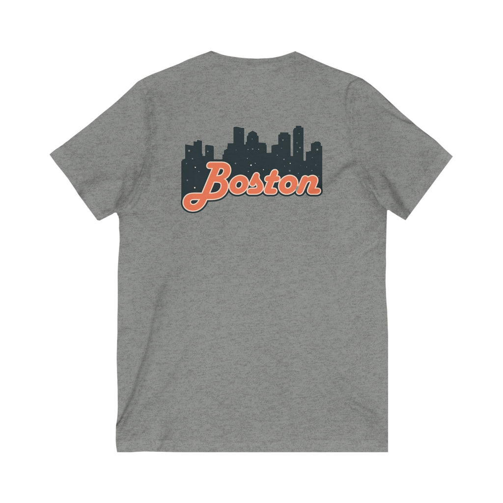 Boston Skyline V-Neck Tee - Unisex City Shirt, Boston Apparel, Travel Souvenir, Casual Wear, Skyline T-Shirt