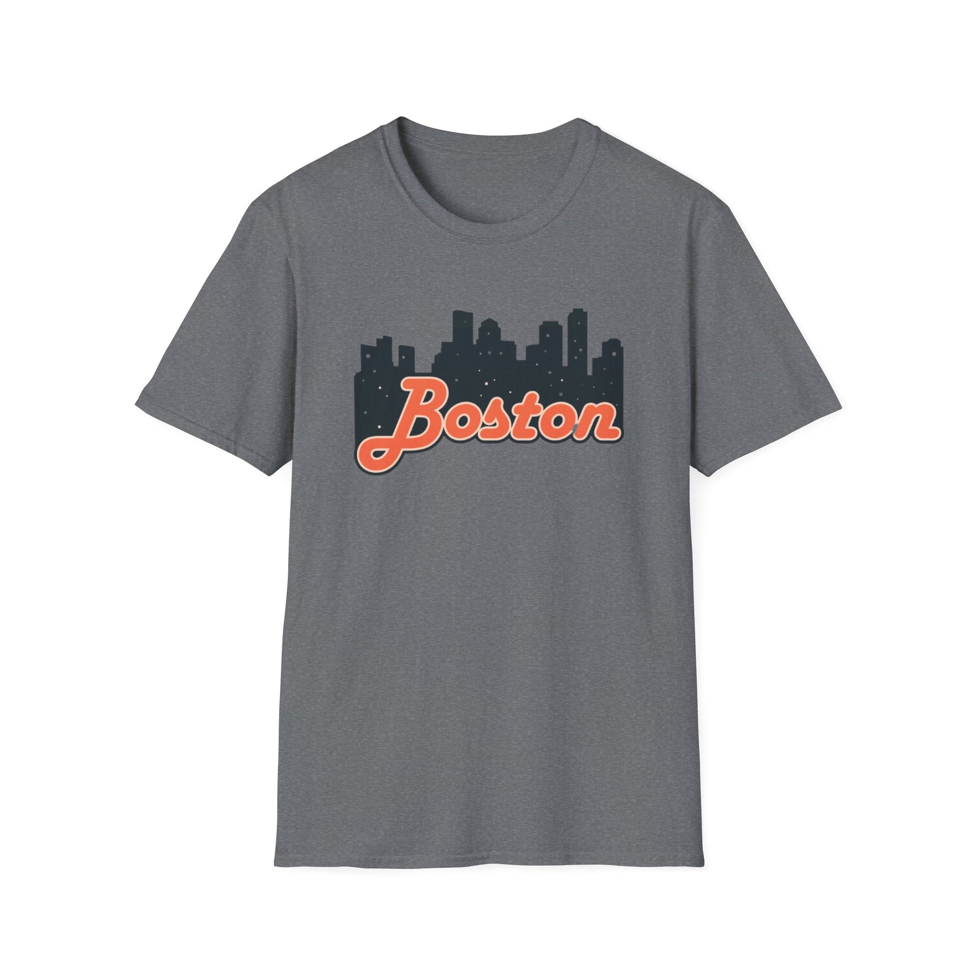 Boston Skyline Unisex Softstyle T-Shirt, City Tee, Gift for Travelers, Summer Casual Wear, Urban Style Shirt, Boston Pride