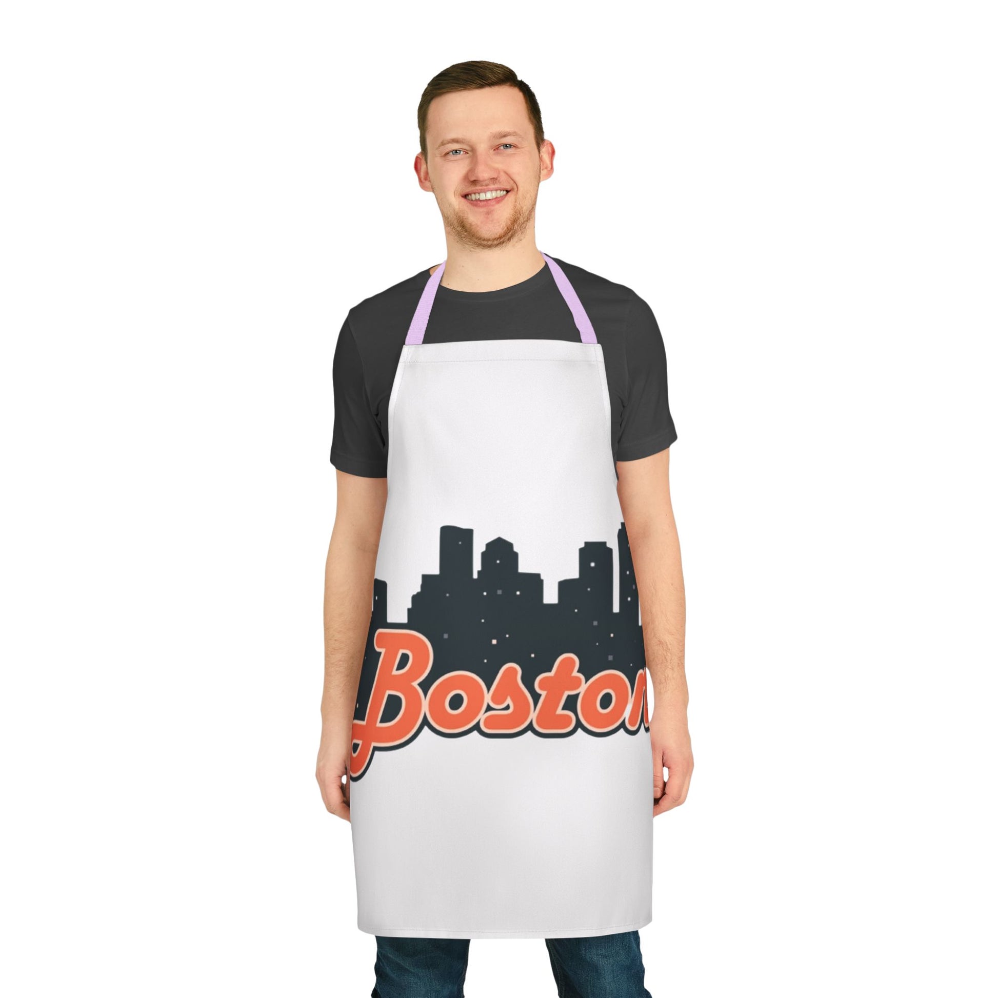 Boston Skyline Apron with Colorful Straps | Perfect Gift for Chefs, Cooking Enthusiasts, Food Lovers, Housewarming, Birthdays
