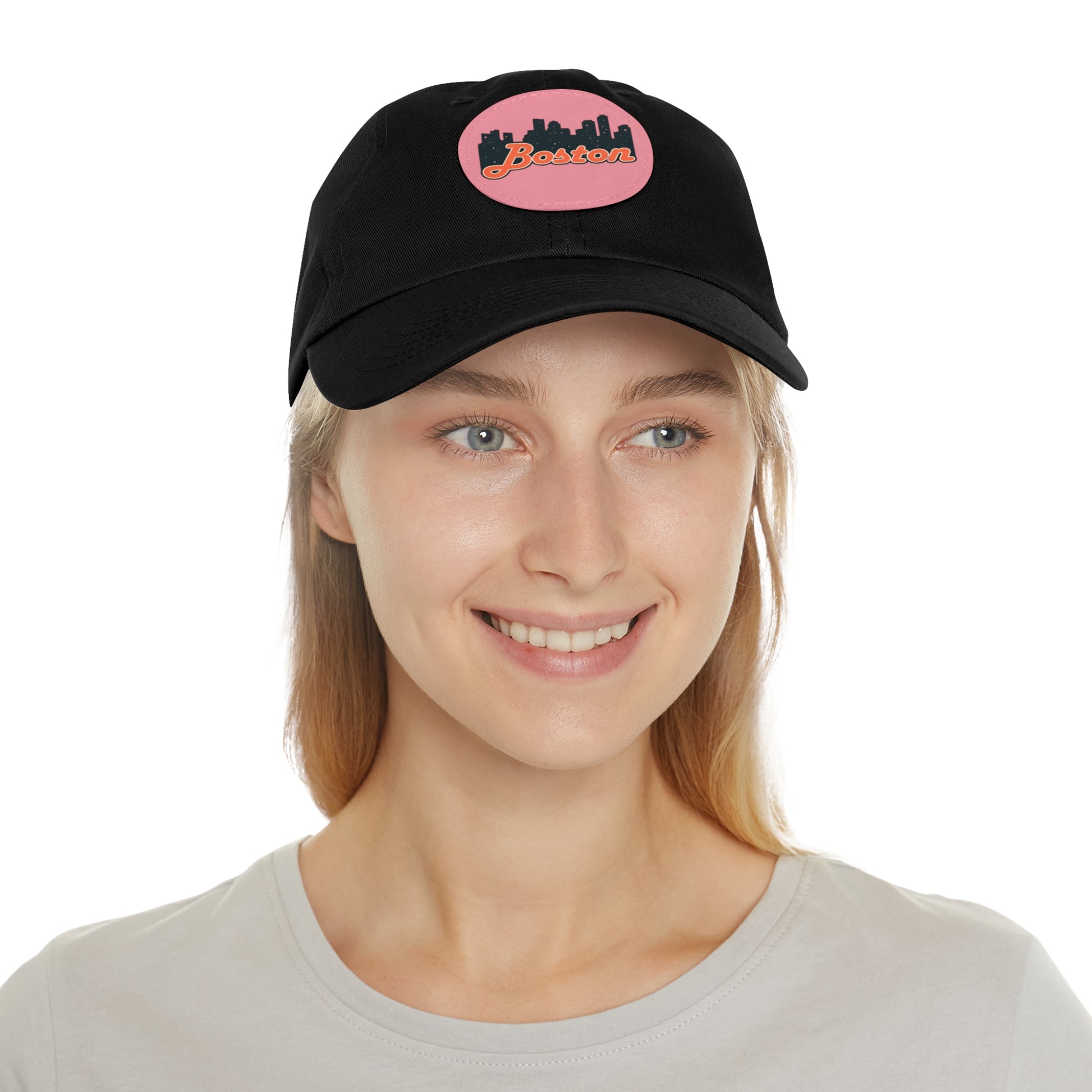 Boston Leather Patch Dad Hat, Casual Cap for Gifting, Outdoor Events, Father's Day Gift, Trendy Accessories for Men
