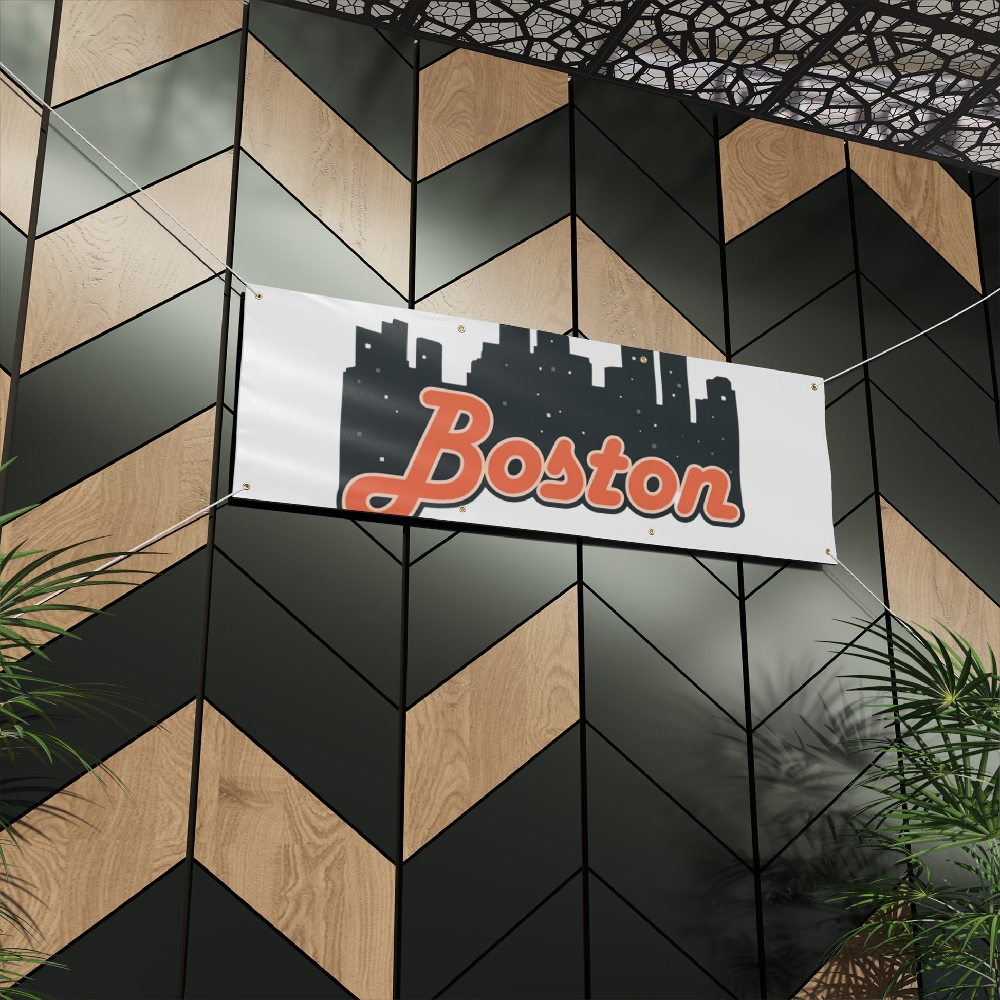 Boston City Skyline Matte Banner, Personalized Wall Decor, Outdoor Party Sign, Event Decoration, Sports Theme, Gift for Boston Fans
