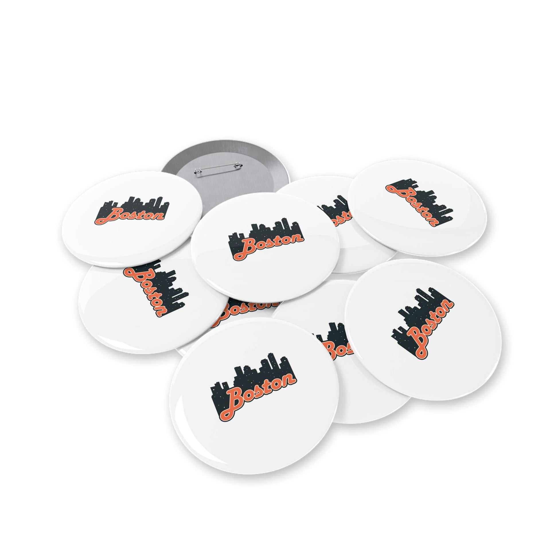 Boston Cityscape Round Pins, Enamel Badges for Jackets, Travel Souvenirs, Gifts for Him/Her, Nostalgic Accessories, Collector's Items