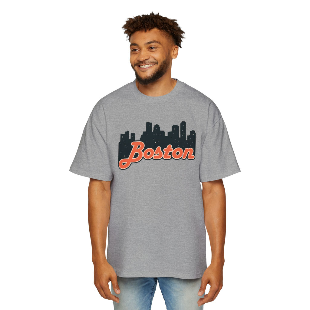 Boston Skyline Oversized Tee - Casual Streetwear for Men, Perfect Gift for Boston Lovers, Summer Style, Travel T-Shirt
