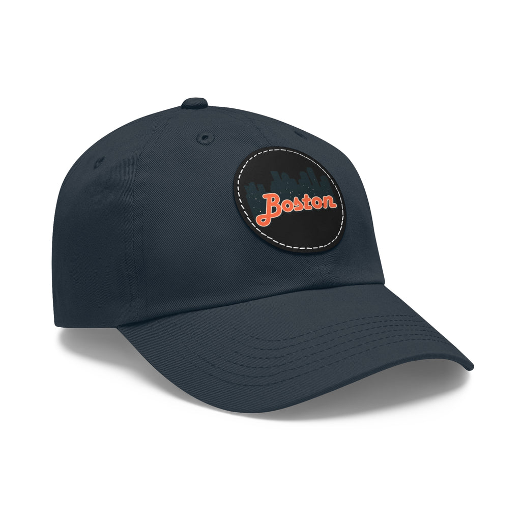 Boston Leather Patch Dad Hat, Casual Cap for Gifting, Outdoor Events, Father's Day Gift, Trendy Accessories for Men
