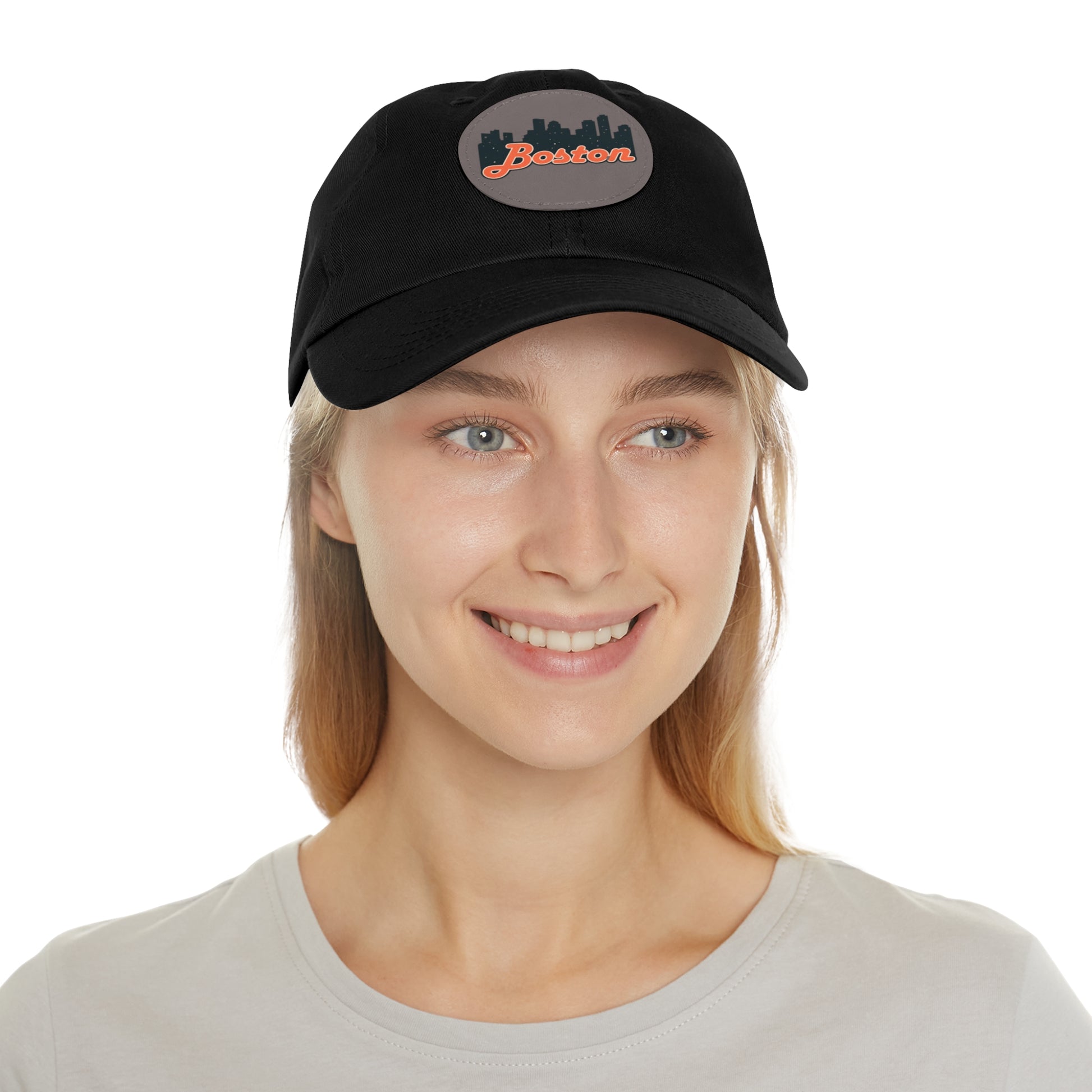 Boston Leather Patch Dad Hat, Casual Cap for Gifting, Outdoor Events, Father's Day Gift, Trendy Accessories for Men
