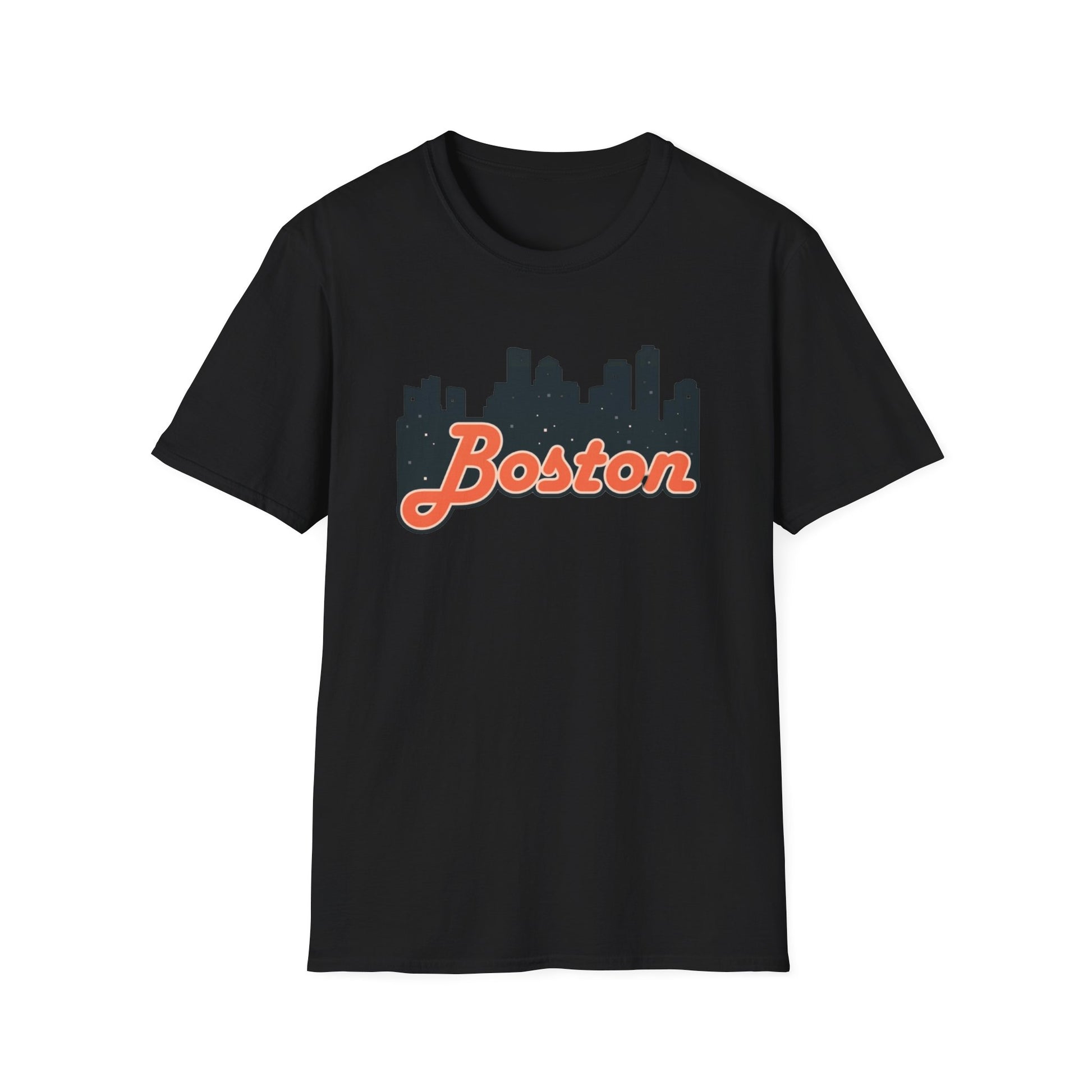Boston Skyline Unisex Softstyle T-Shirt, City Tee, Gift for Travelers, Summer Casual Wear, Urban Style Shirt, Boston Pride