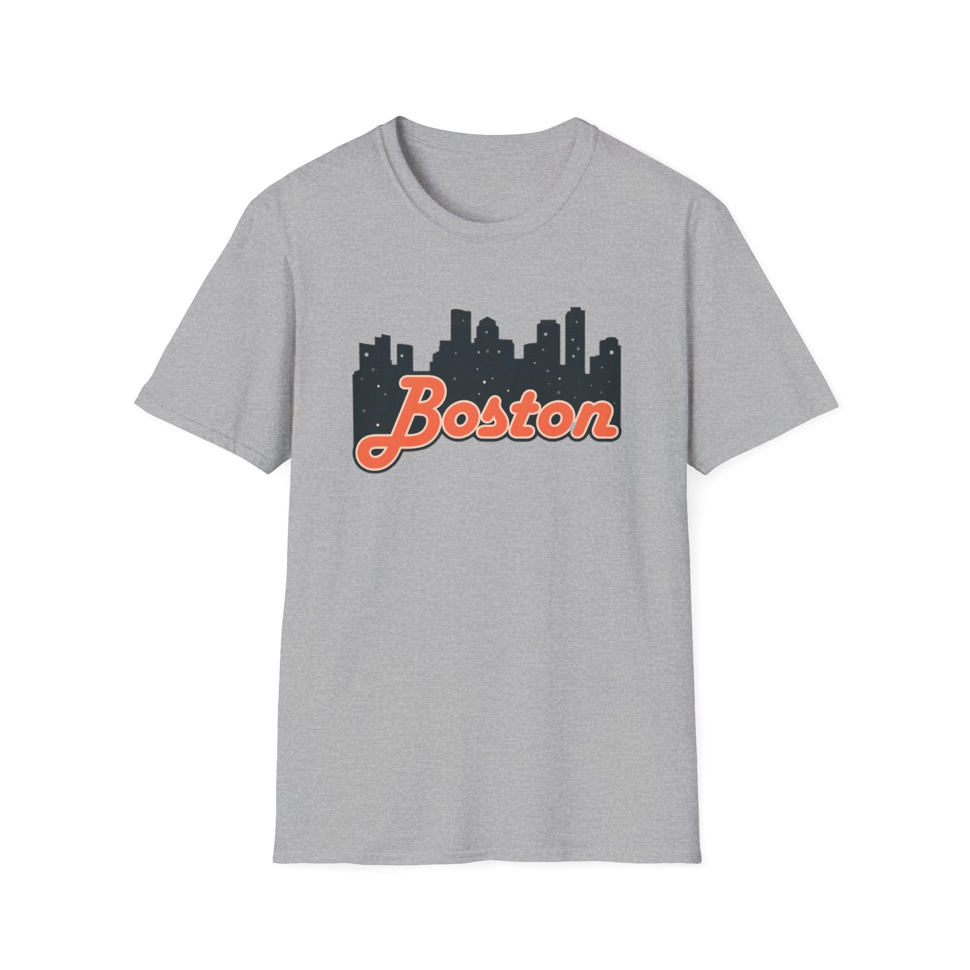 Boston Skyline Unisex Softstyle T-Shirt, City Tee, Gift for Travelers, Summer Casual Wear, Urban Style Shirt, Boston Pride