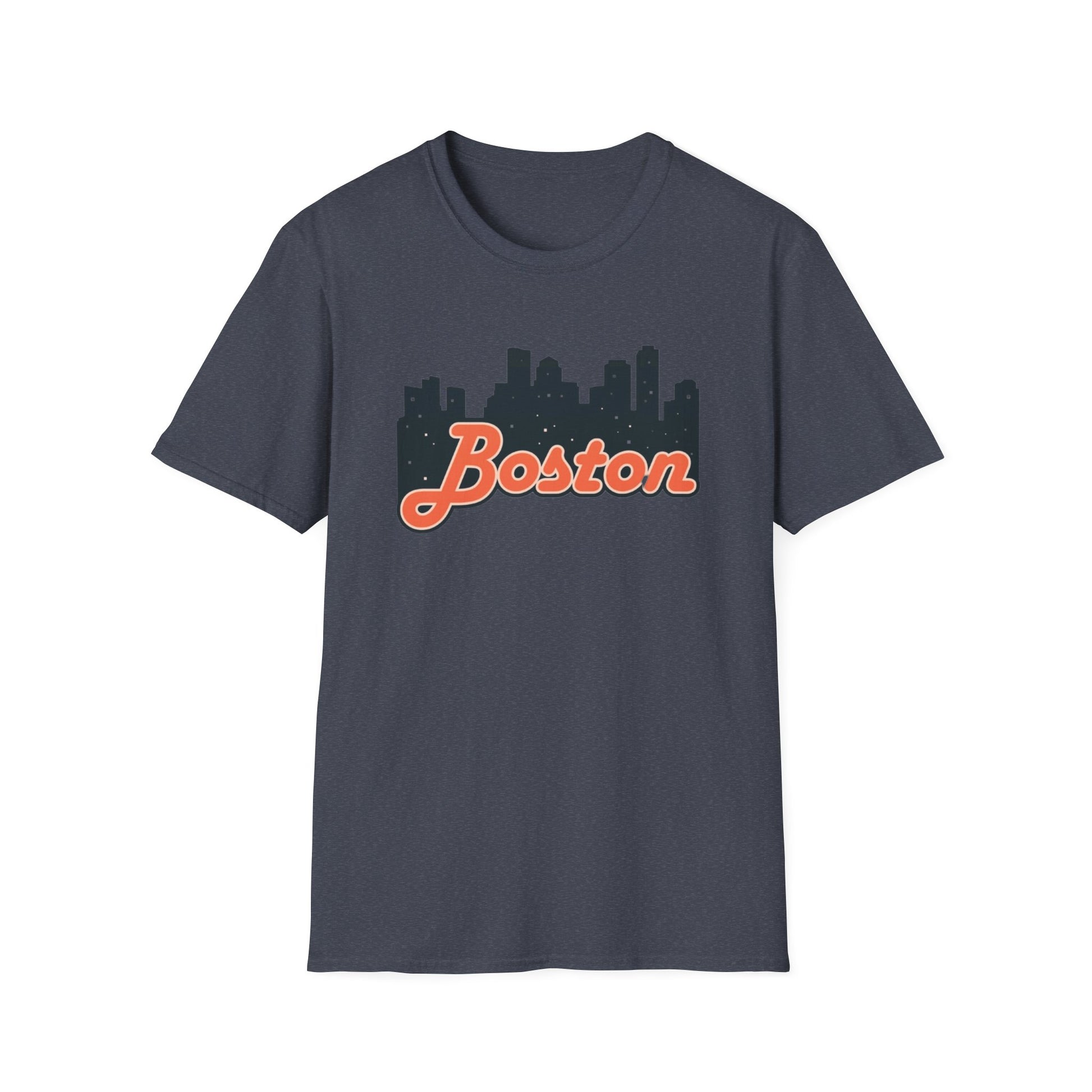 Boston Skyline Unisex Softstyle T-Shirt, City Tee, Gift for Travelers, Summer Casual Wear, Urban Style Shirt, Boston Pride