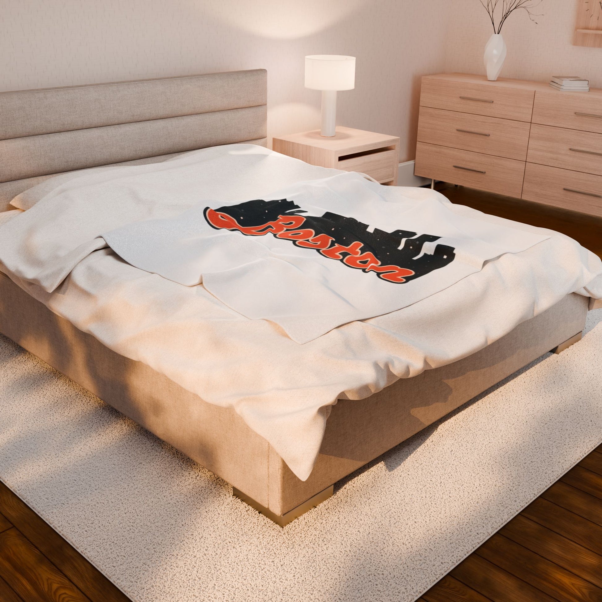 Cozy Boston Velveteen Plush Blanket | Personalized Gift, Home Decor, Soft Throw, Boston Souvenir, Travel Companion
