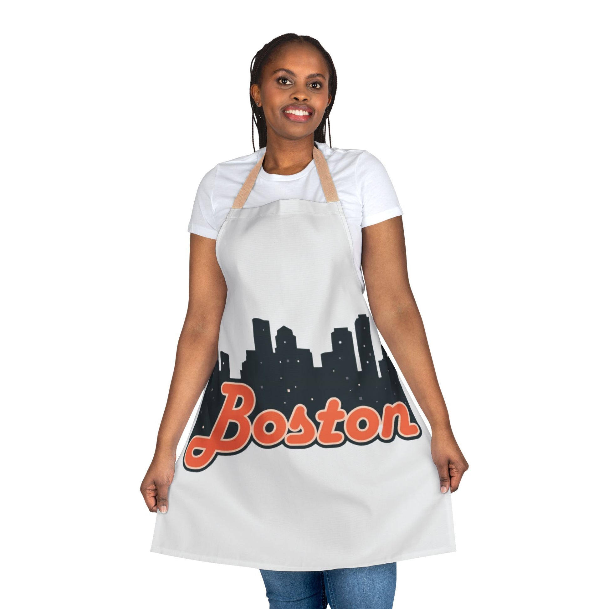 Boston Skyline Apron with Colorful Straps | Perfect Gift for Chefs, Cooking Enthusiasts, Food Lovers, Housewarming, Birthdays