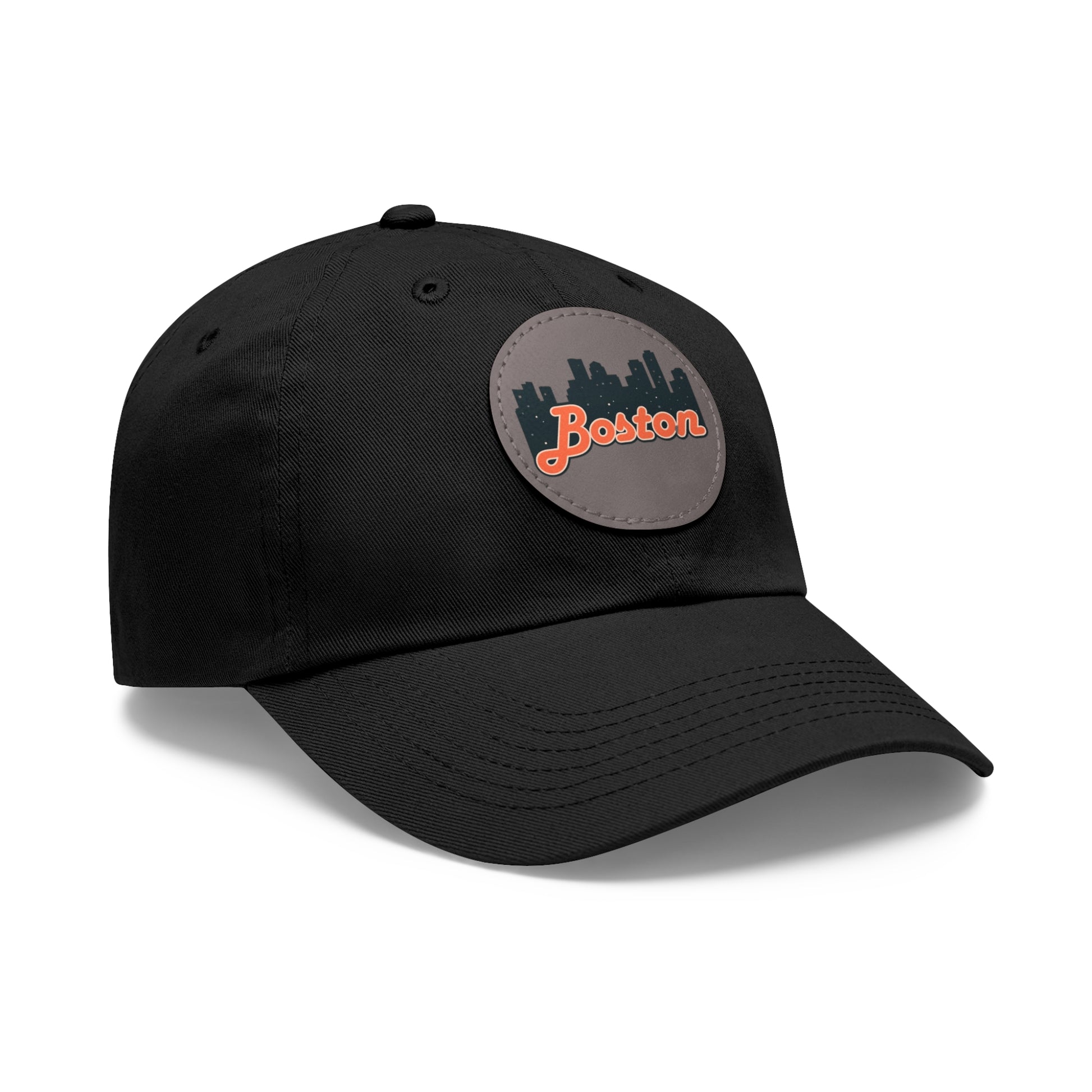Boston Leather Patch Dad Hat, Casual Cap for Gifting, Outdoor Events, Father's Day Gift, Trendy Accessories for Men
