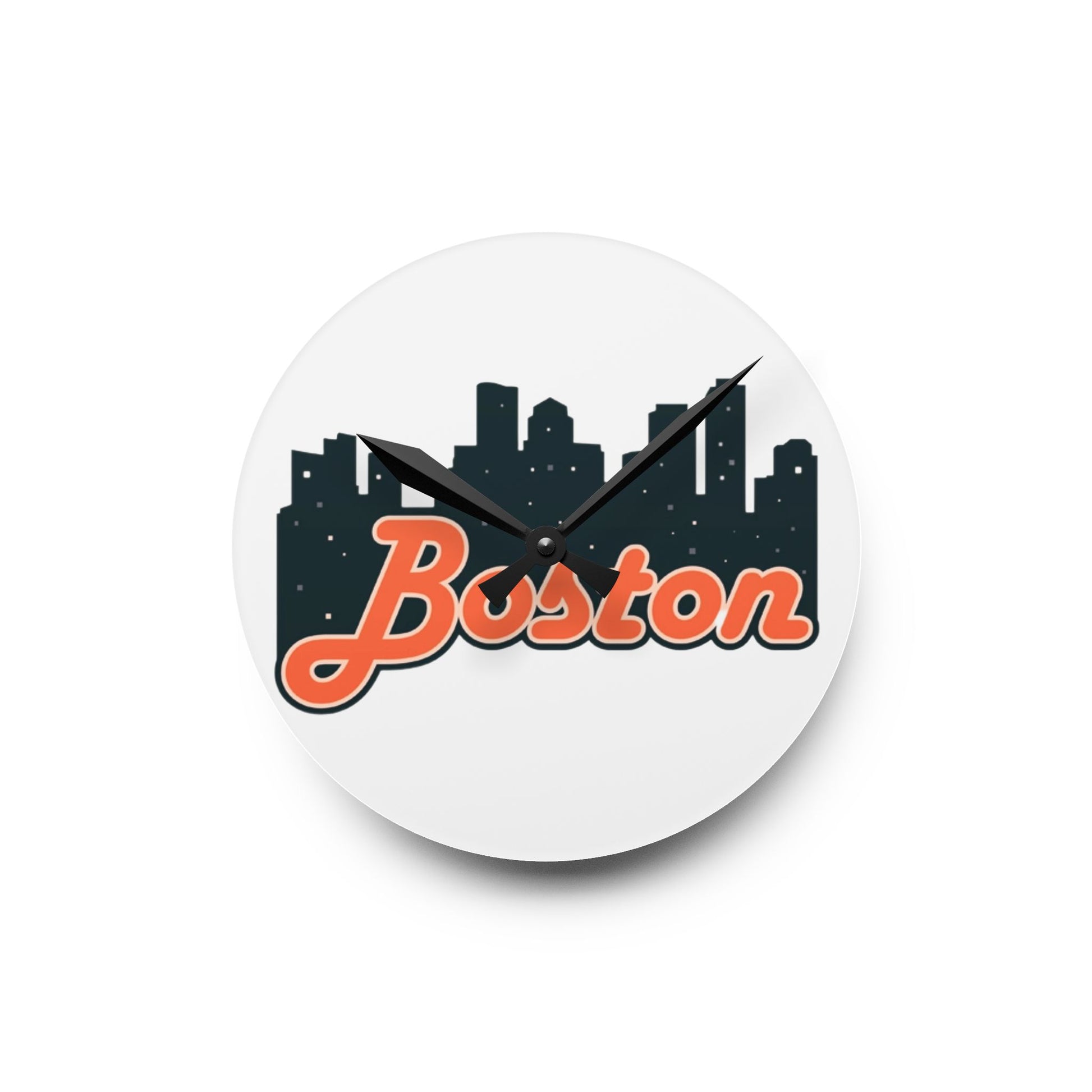 Boston Acrylic Wall Clock - Modern Home Decor, Unique Wall Art, Gift for Boston Lovers, City Skyline Decoration, Stylish Timepiece