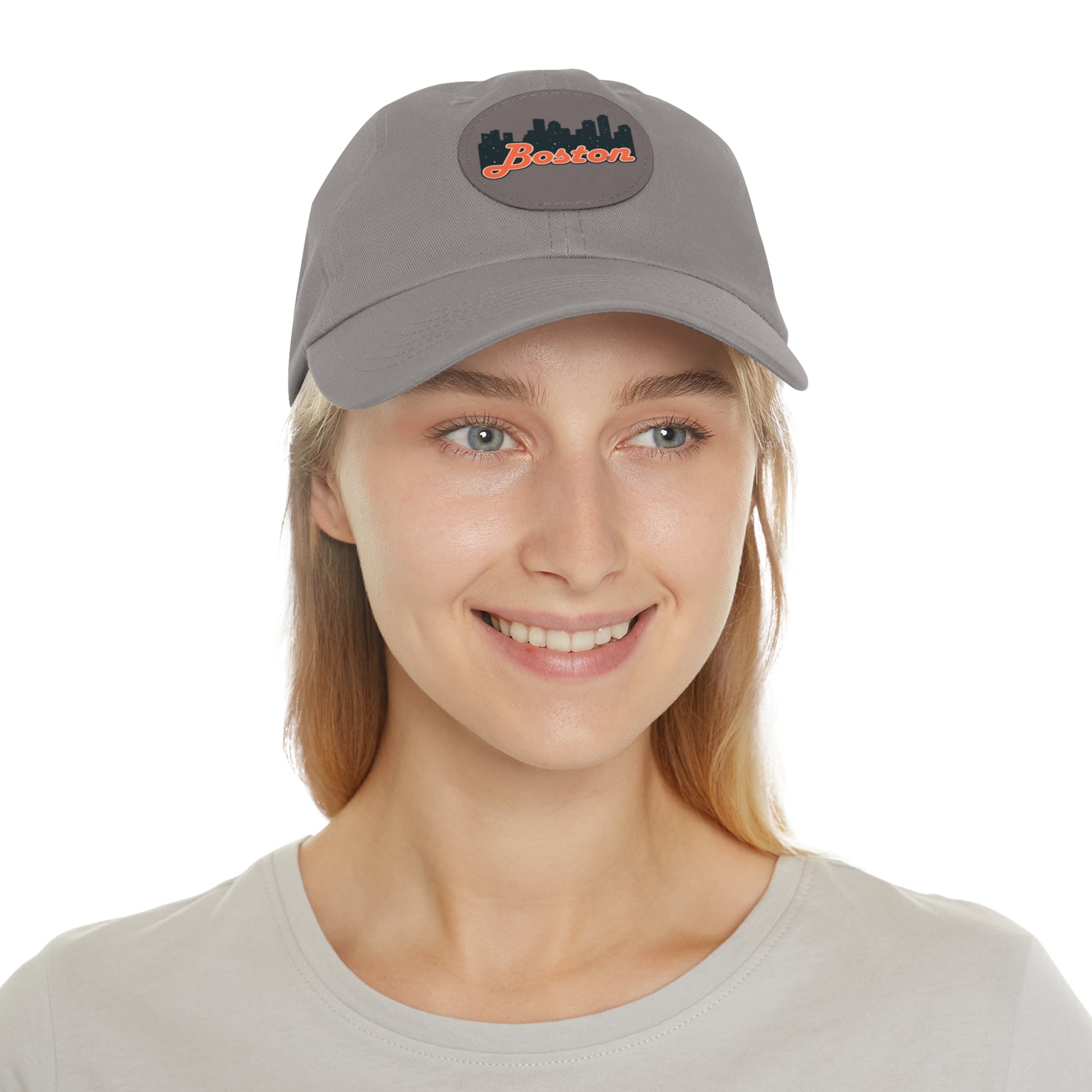 Boston Leather Patch Dad Hat, Casual Cap for Gifting, Outdoor Events, Father's Day Gift, Trendy Accessories for Men