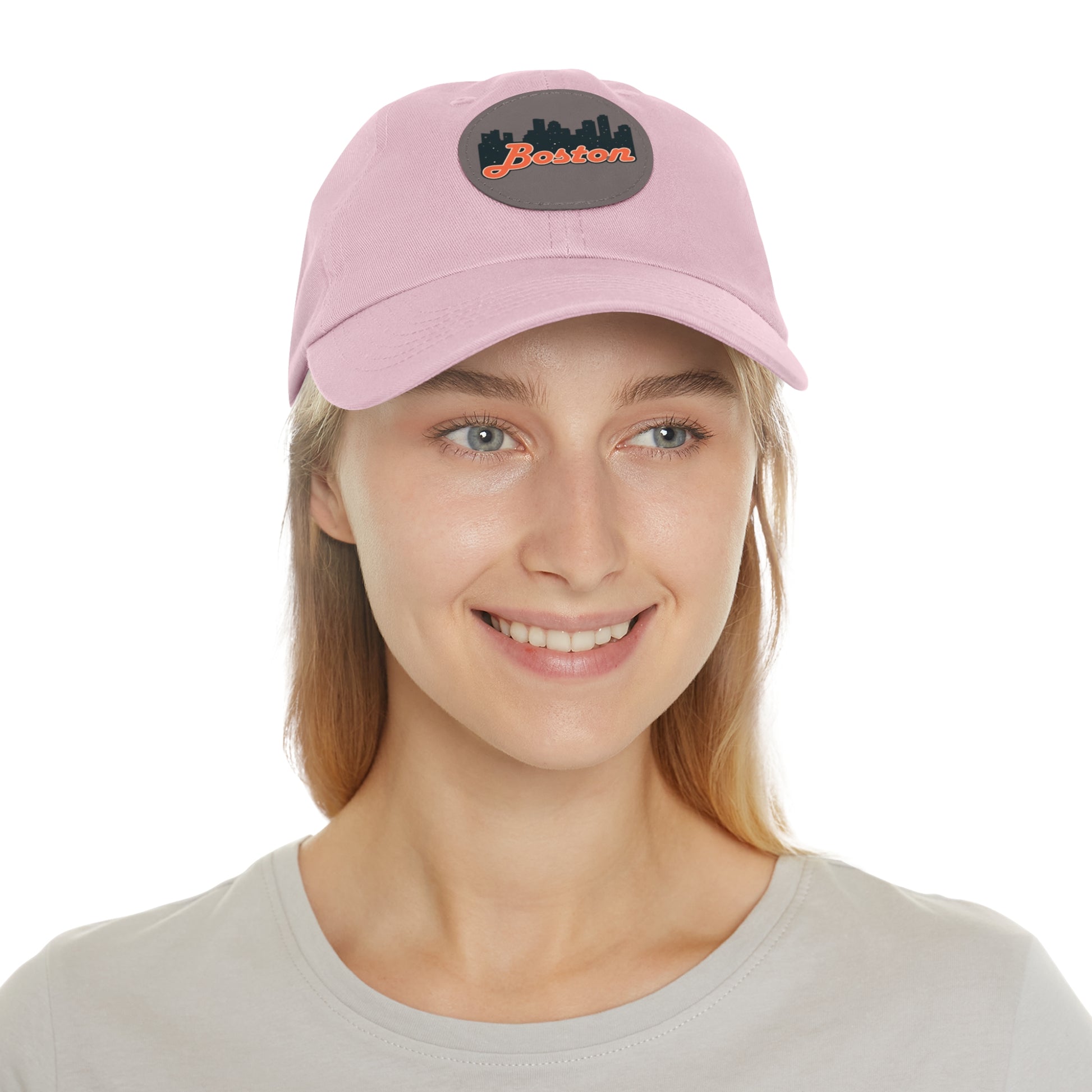 Boston Leather Patch Dad Hat, Casual Cap for Gifting, Outdoor Events, Father's Day Gift, Trendy Accessories for Men