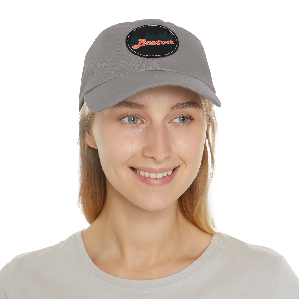 Boston Leather Patch Dad Hat, Casual Cap for Gifting, Outdoor Events, Father's Day Gift, Trendy Accessories for Men