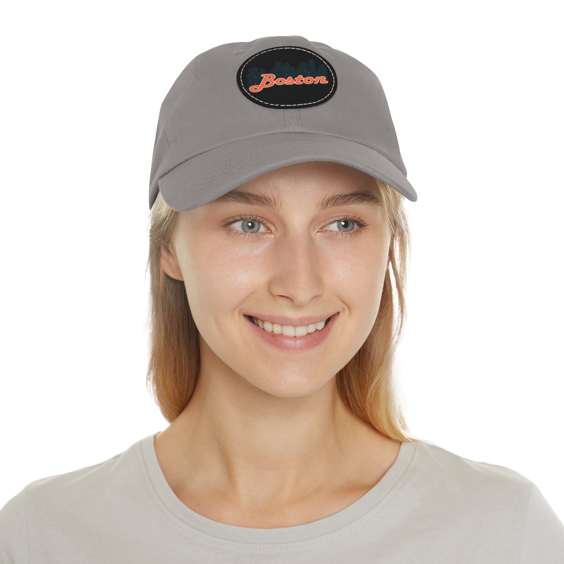 Boston Leather Patch Dad Hat, Casual Cap for Gifting, Outdoor Events, Father's Day Gift, Trendy Accessories for Men