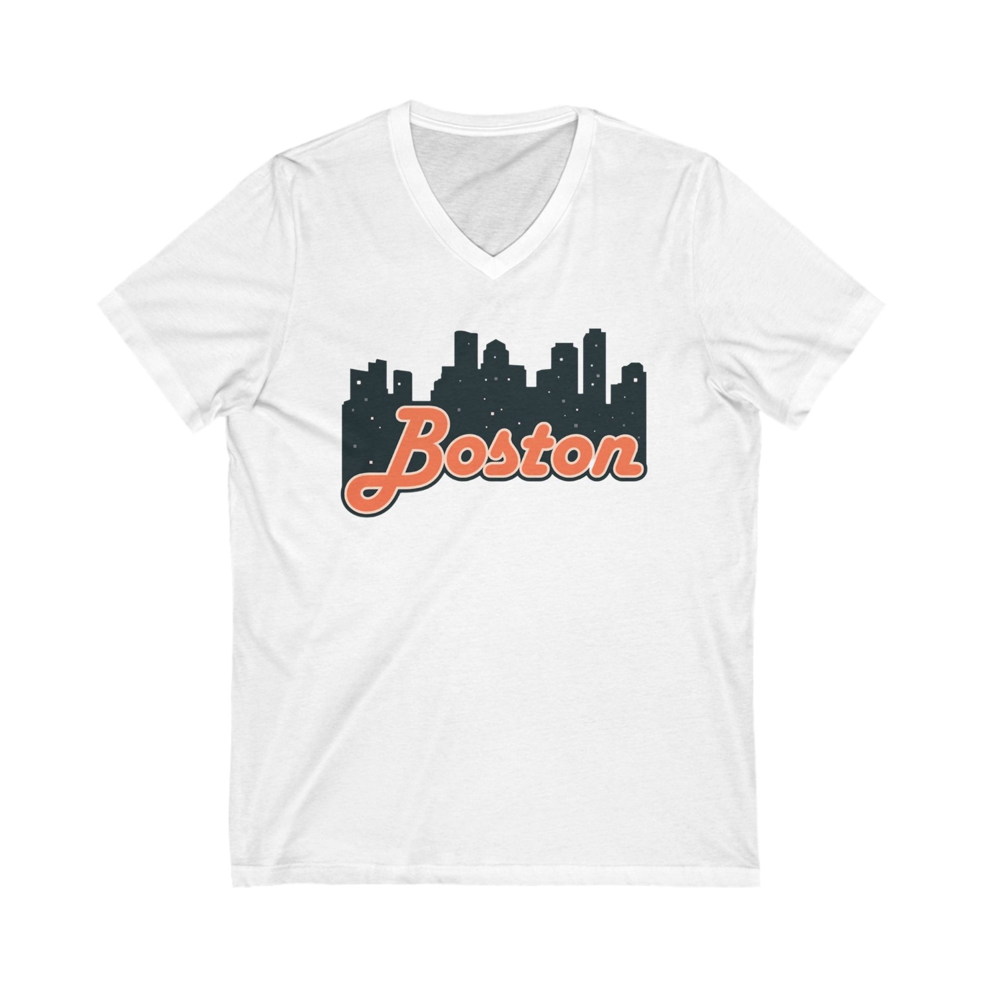 Boston Skyline V-Neck Tee - Unisex City Shirt, Boston Apparel, Travel Souvenir, Casual Wear, Skyline T-Shirt