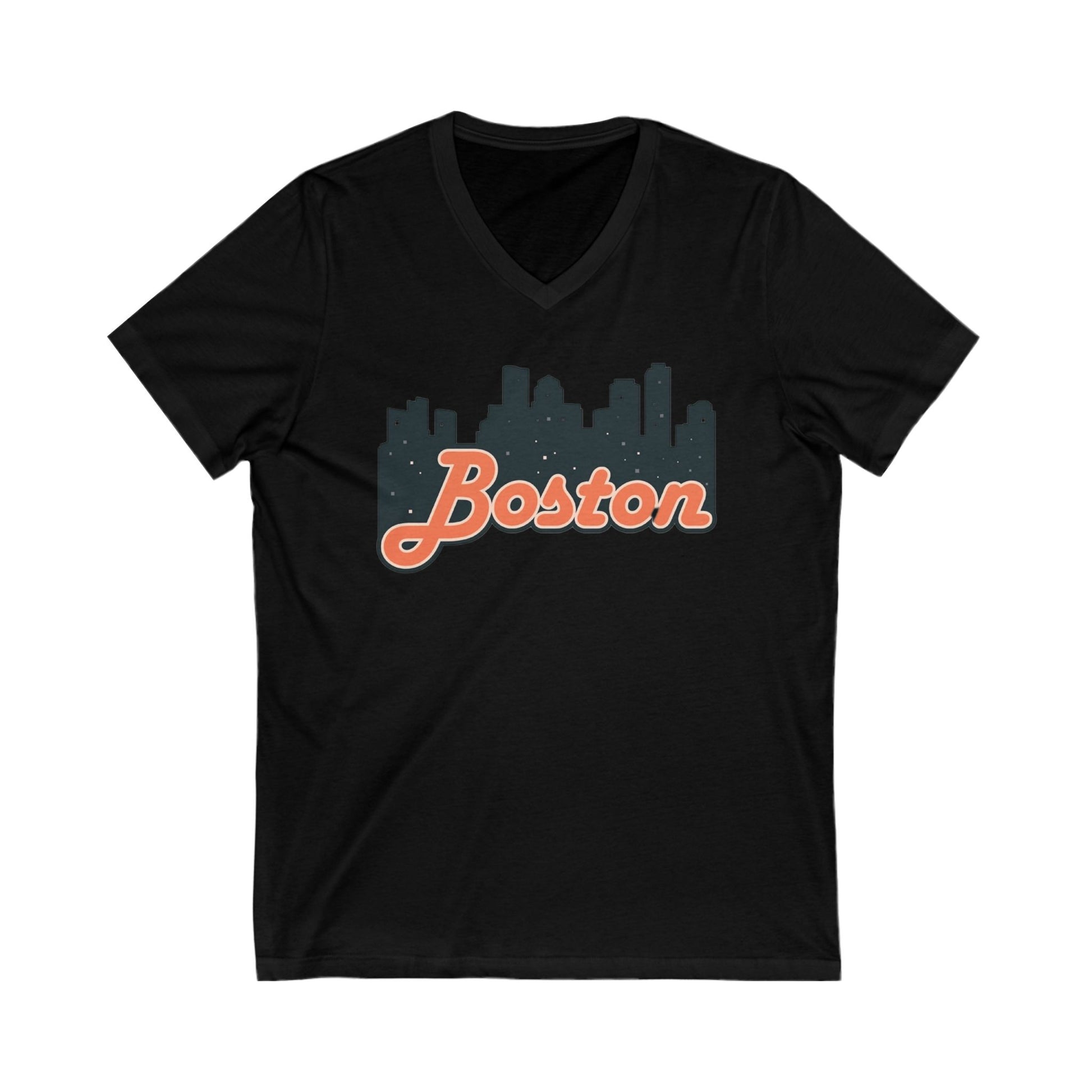 Boston Skyline V-Neck Tee - Unisex City Shirt, Boston Apparel, Travel Souvenir, Casual Wear, Skyline T-Shirt