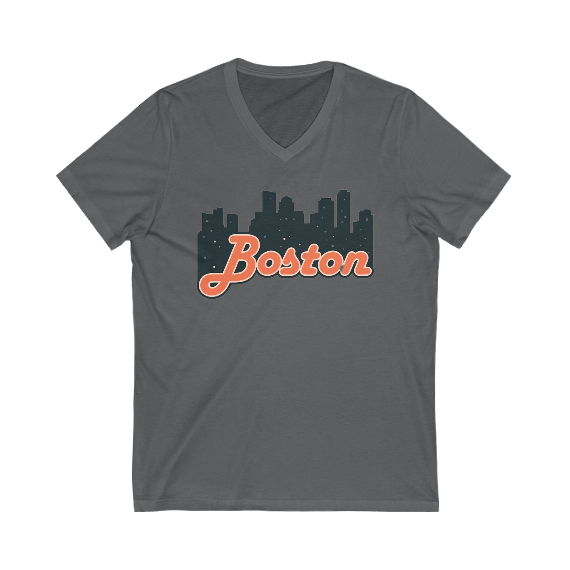 Boston Skyline V-Neck Tee - Unisex City Shirt, Boston Apparel, Travel Souvenir, Casual Wear, Skyline T-Shirt
