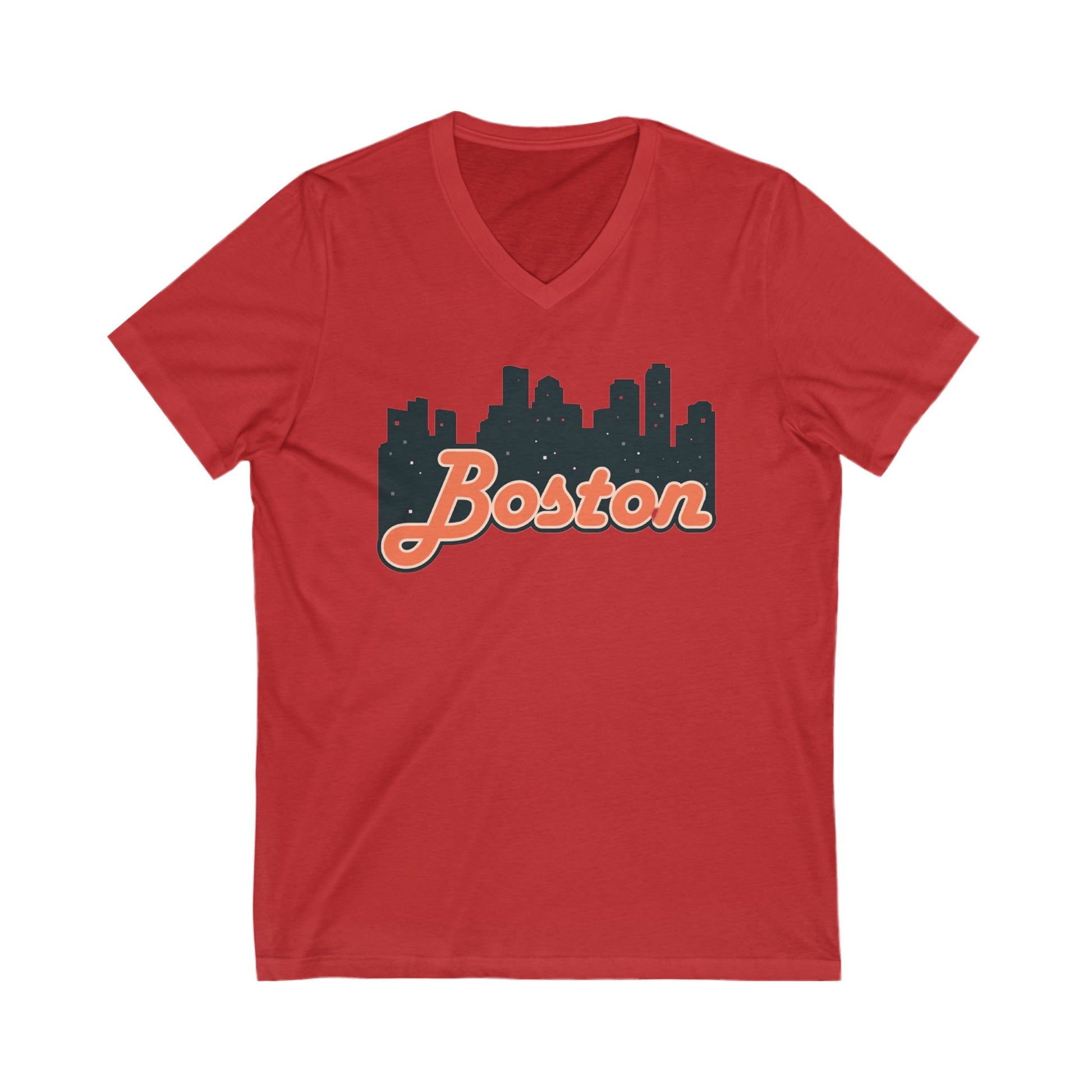 Boston Skyline V-Neck Tee - Unisex City Shirt, Boston Apparel, Travel Souvenir, Casual Wear, Skyline T-Shirt
