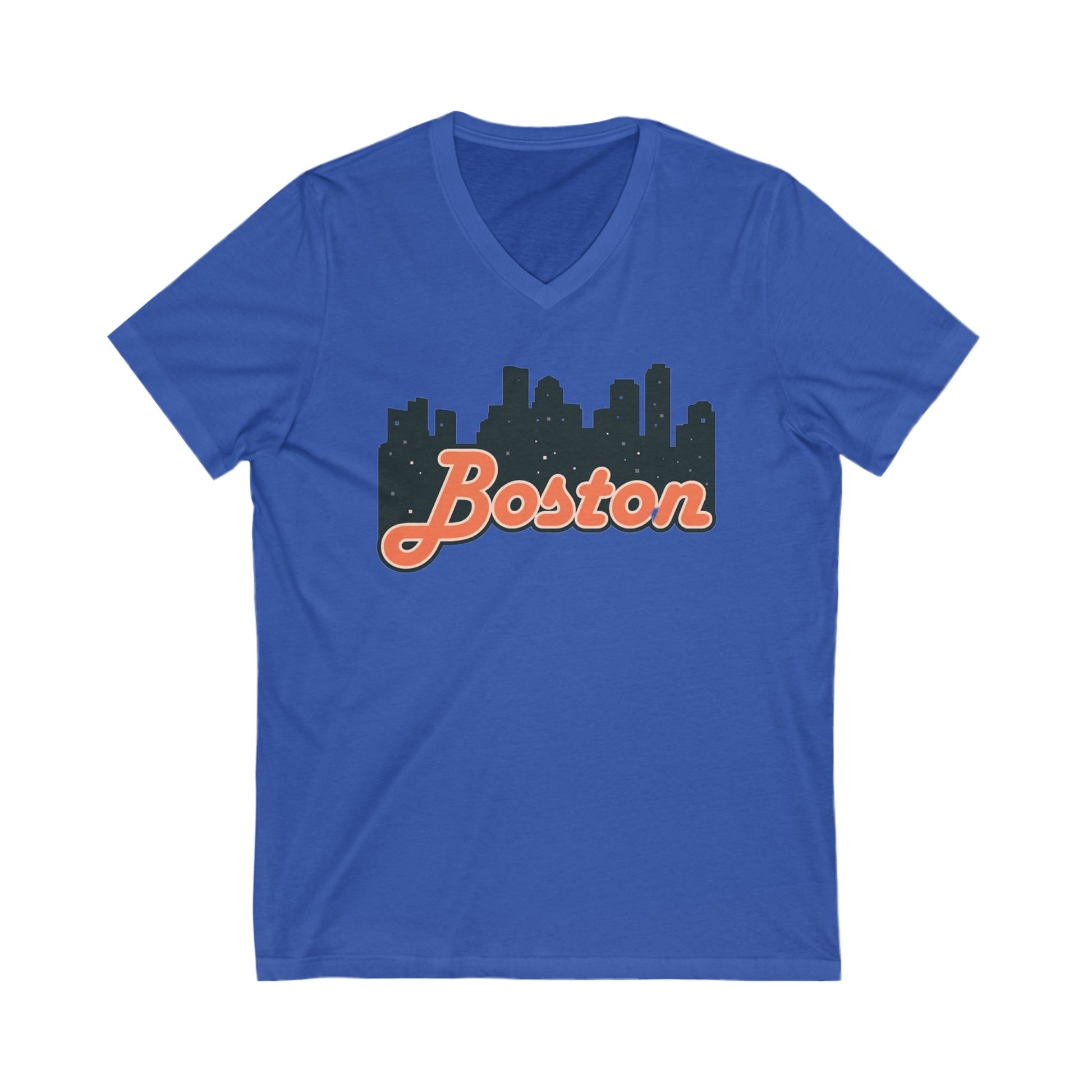 Boston Skyline V-Neck Tee - Unisex City Shirt, Boston Apparel, Travel Souvenir, Casual Wear, Skyline T-Shirt