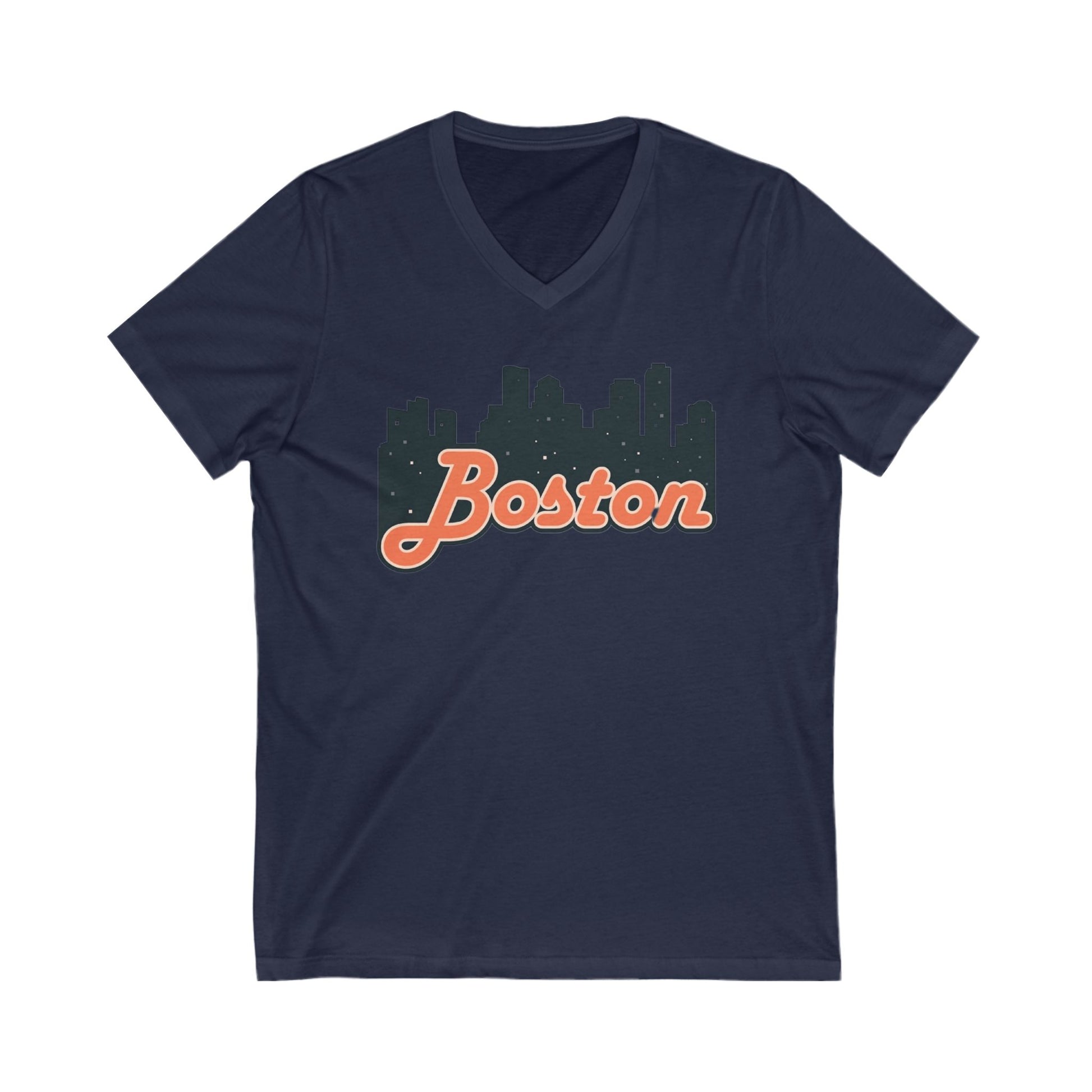 Boston Skyline V-Neck Tee - Unisex City Shirt, Boston Apparel, Travel Souvenir, Casual Wear, Skyline T-Shirt
