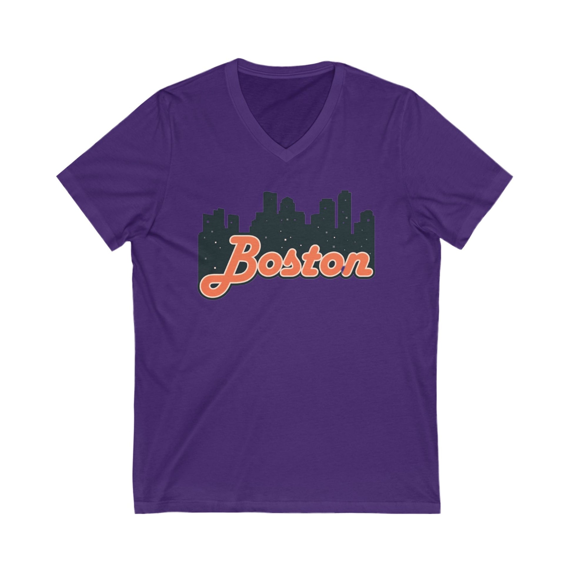 Boston Skyline V-Neck Tee - Unisex City Shirt, Boston Apparel, Travel Souvenir, Casual Wear, Skyline T-Shirt
